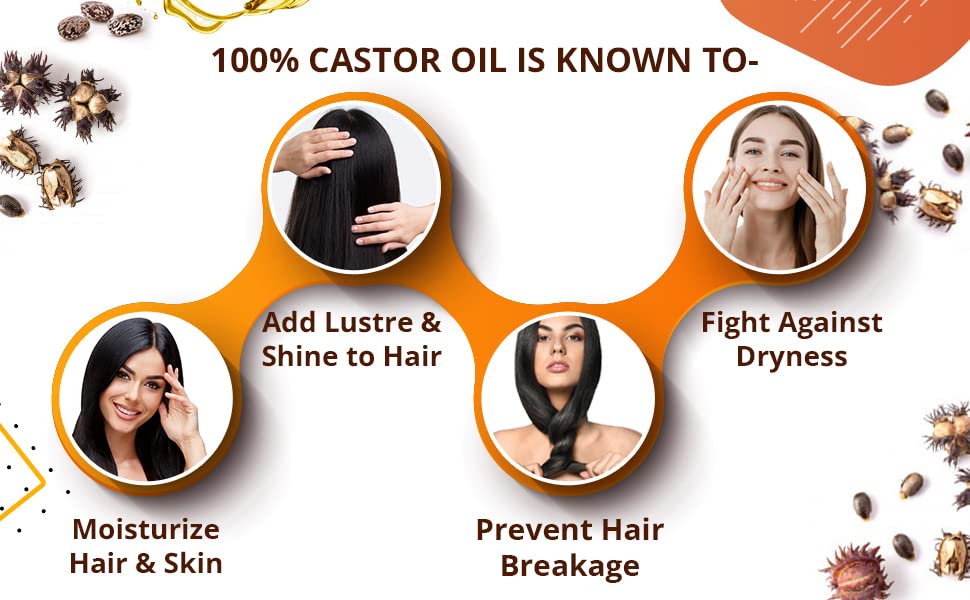 Kalans 100% Pure Refined Castor Oil - 100 ML (Pack of 2) for Hair Growth, Skin Care & Eyelash Treatment | Natural Moisturizer for Face, Body & Scalp