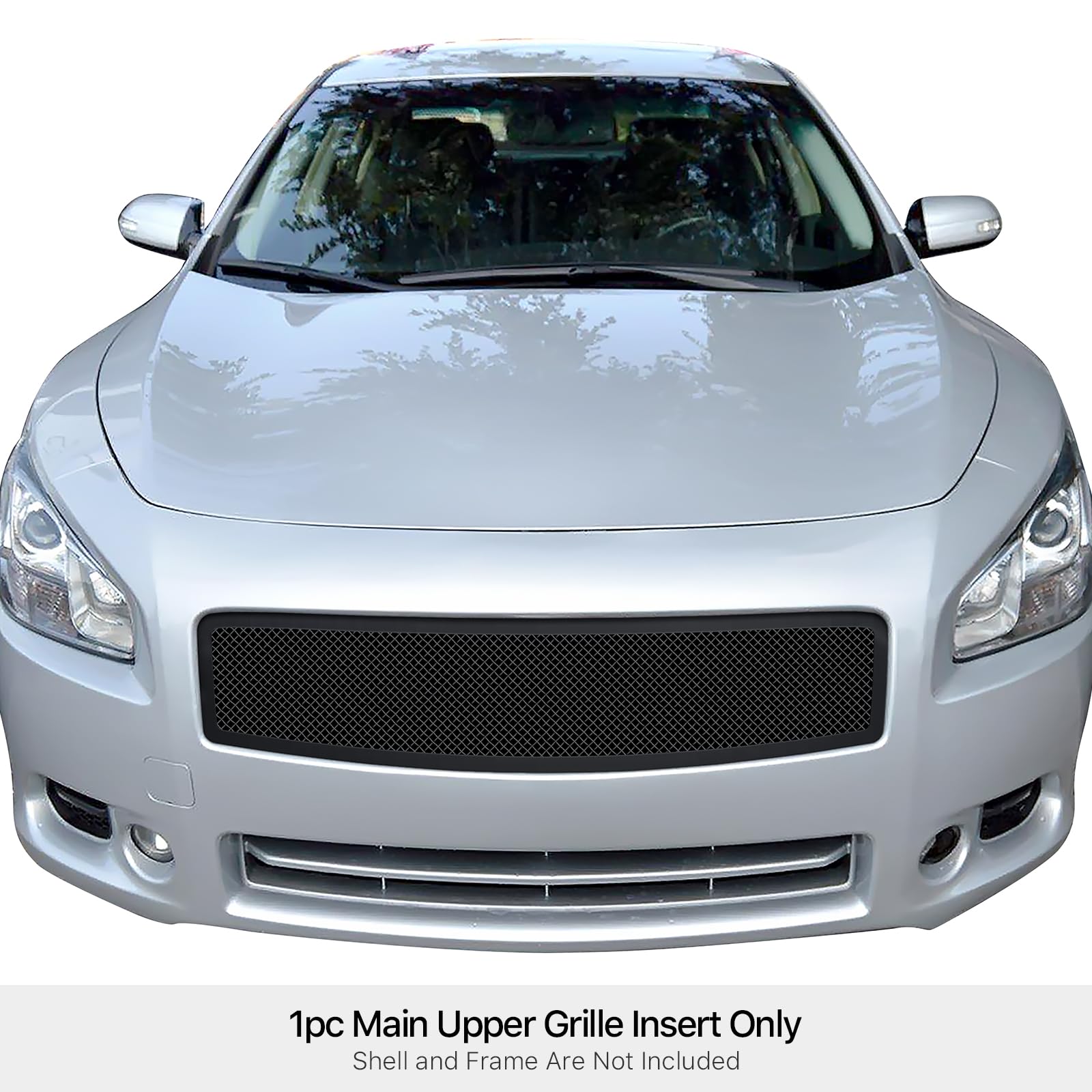 APS Compatible with Nissan Maxima 2009-2014 Main Upper Stainless Steel Black Mesh Front Grill Grille Insert N75218H - Upgrade Your Car's Style & Protection for Daily Driving & Show Events