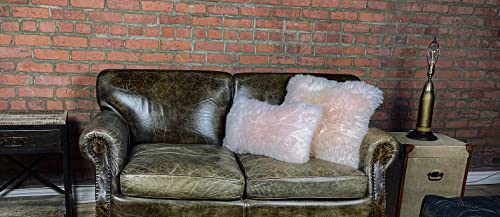 Premium New Zealand Sheepskin Throw Pillow with Zipper Closure - 100% Genuine Sheep Wool Cushion Cover with Polyfil Insert - Soft Fluffy Decorative Pillow for Sofa, Bed, Chair (Blush, 12x20 inches) - Perfect for Living Room, Bedroom & Cozy Home Decor