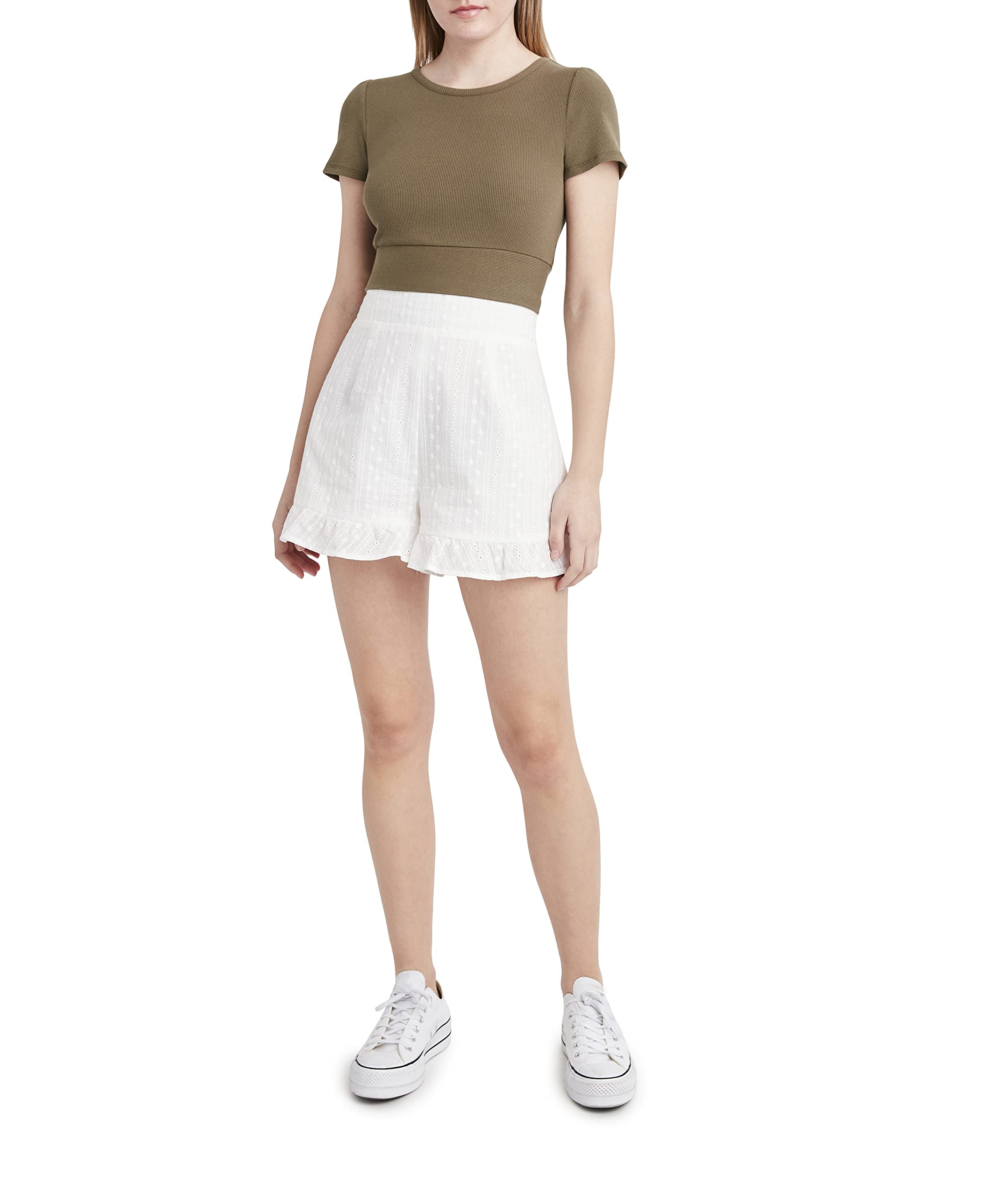 BCBGeneration Women's Ribbed Tie Back Top - Stylish Casual & Party Blouse for Date Night, Office Wear & Summer Outfits