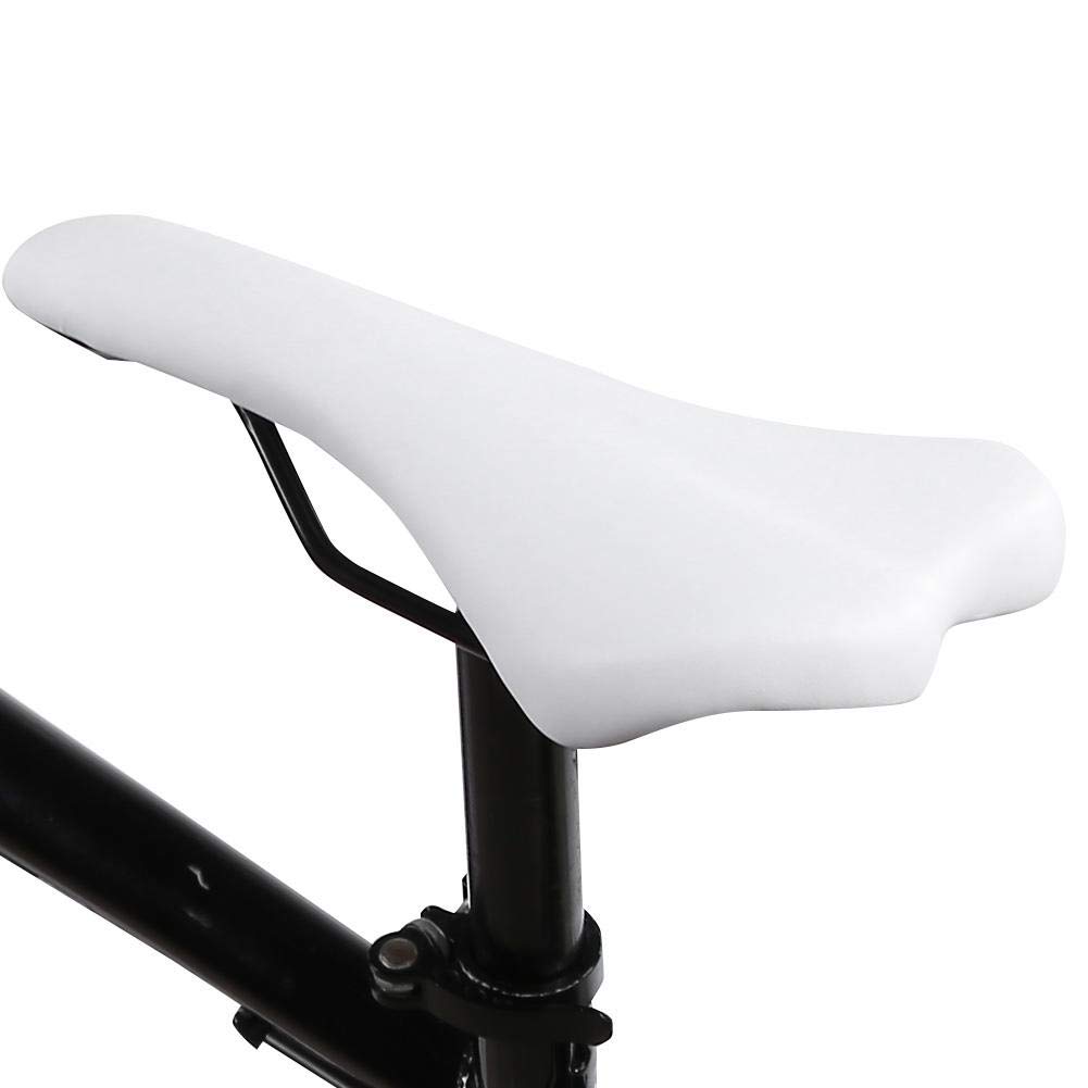 VGEBY1 Shockproof Bike Saddle Seat Cushion - PU Leather Cycling Seat Cover for Mountain & Road Bikes - Comfortable Bicycle Seat Replacement (White) - Perfect for Commuting, Exercise & Outdoor Adventures