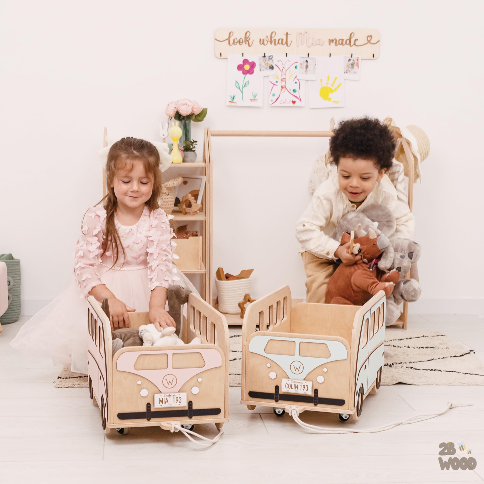 Personalized Wooden Toy Box with Wheels - Kids Toy Storage Organizer for Boys & Girls - Nursery & Playroom Furniture - Baby Room Decor & Book Storage - Perfect Birthday & Christmas Gift for Toddlers (Ideal for Playrooms, Bedrooms & Daycare Centers)