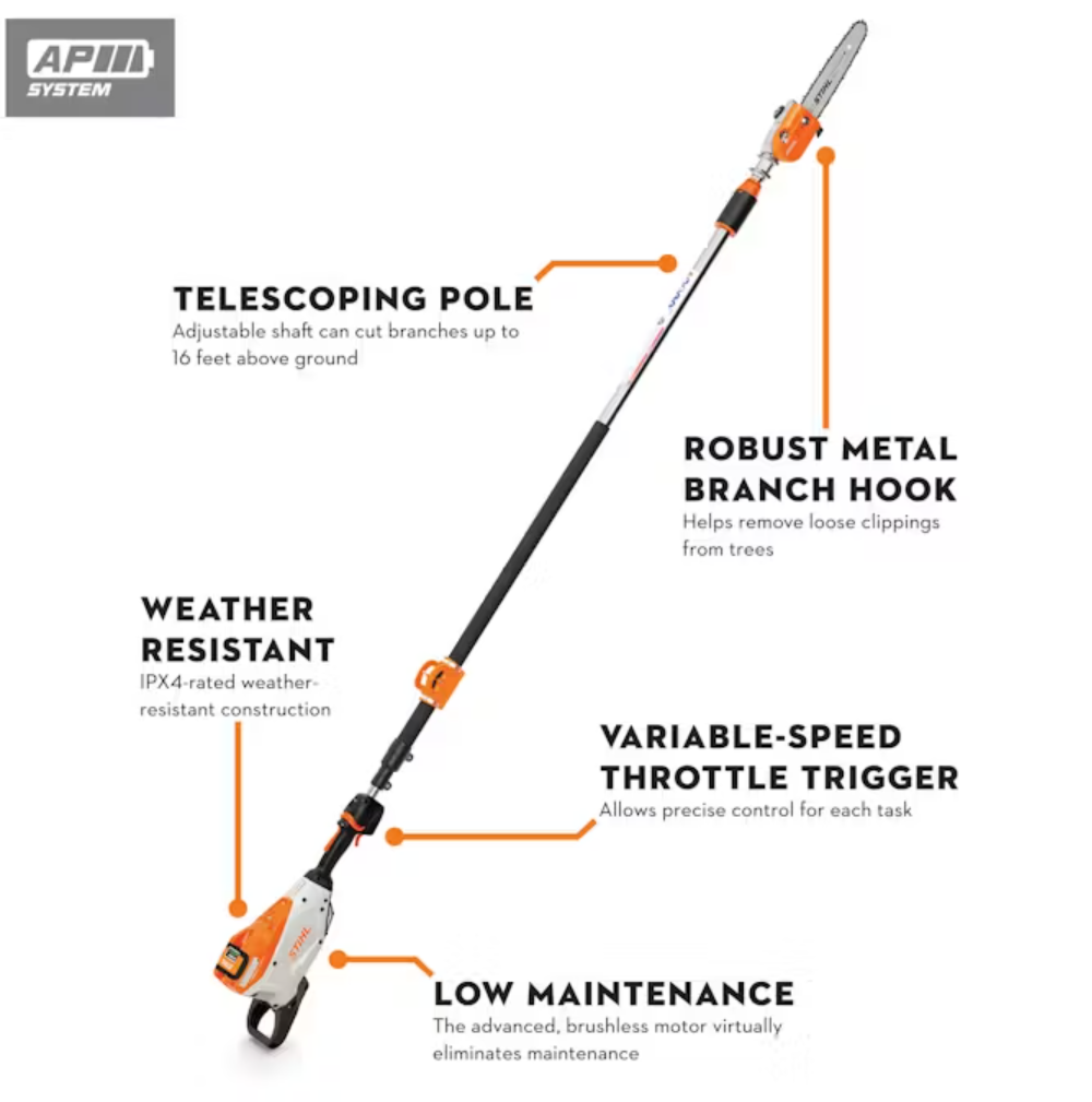 STIHL HTA 135 Battery-Powered Cordless Pole Pruner - Lightweight Tree Trimmer for Garden & Yard Maintenance | Perfect for Pruning Branches, Trimming Hedges & Landscaping