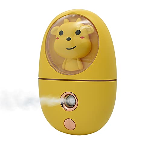 DXTONG Mini Facial Mist Sprayer - USB Rechargeable Nano Handheld Cool Mister, Professional Micro Facial Steamer for Moisturizing & Hydrating Skin Care | Portable for Travel, Gym, Office & Daily Use (Yellow)