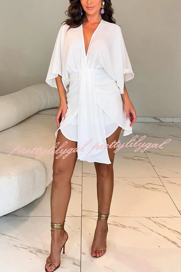 Stylish Solid Color V-Neck Half Sleeve Casual Mini Dress for Women | Summer Fashion, Beach Wear & Party Outfit