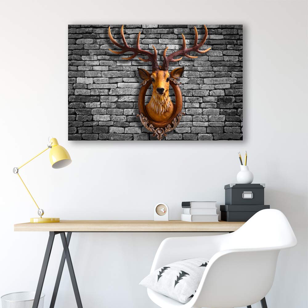 Wall26 Canvas Wall Art - Deer Animal Horn Giclee Painting, 24x36 Inches, Perfect for Bedroom, Living Room, House Decoration, and Home Art