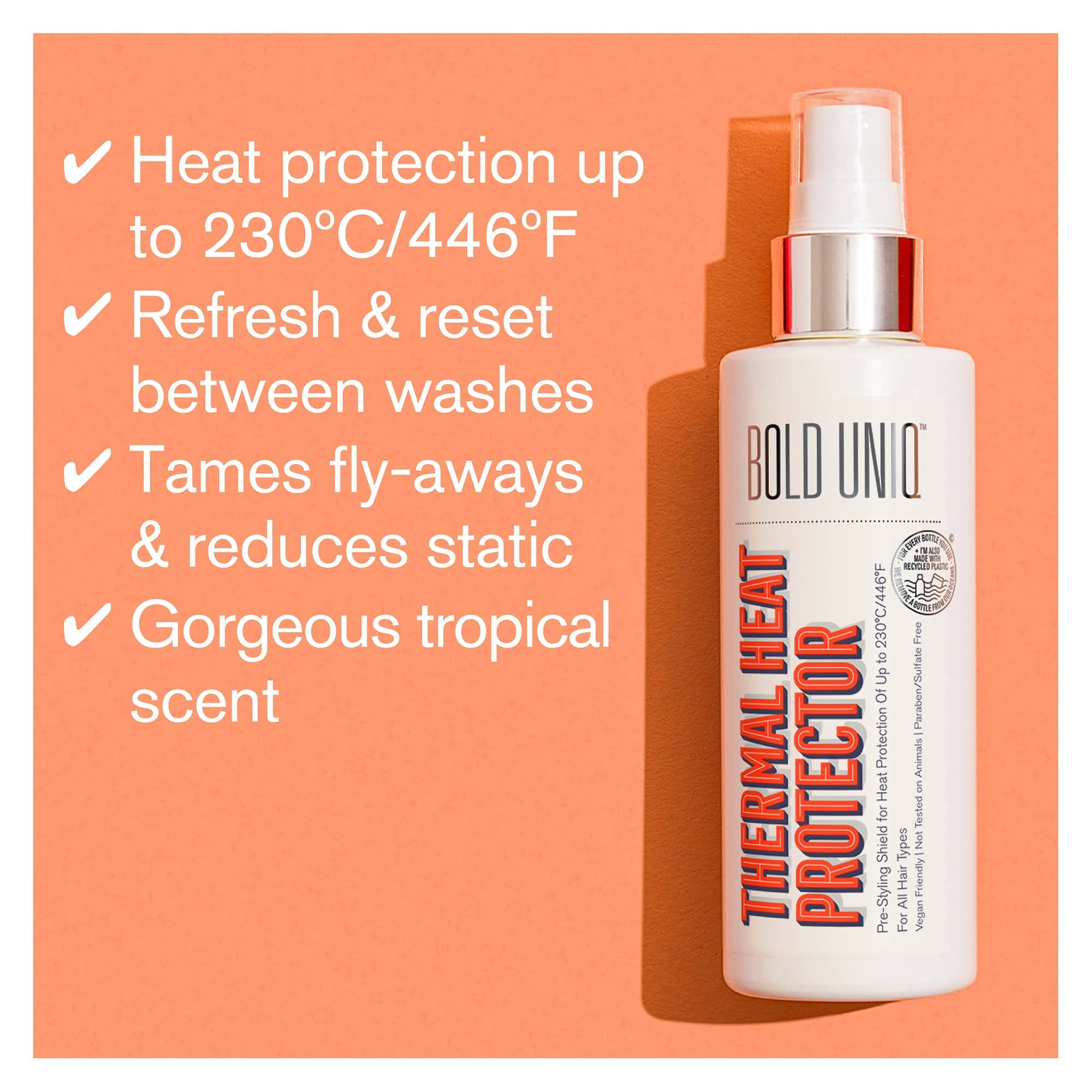 BOLD UNIQ Heat Protectant Spray & Purple Shampoo Bundle - Thermal Protection up to 450°F for Blonde, Platinum, Silver & Gray Hair - Sulfate-Free Hair Care Set - Perfect for Salon Styling & At-Home Color Maintenance