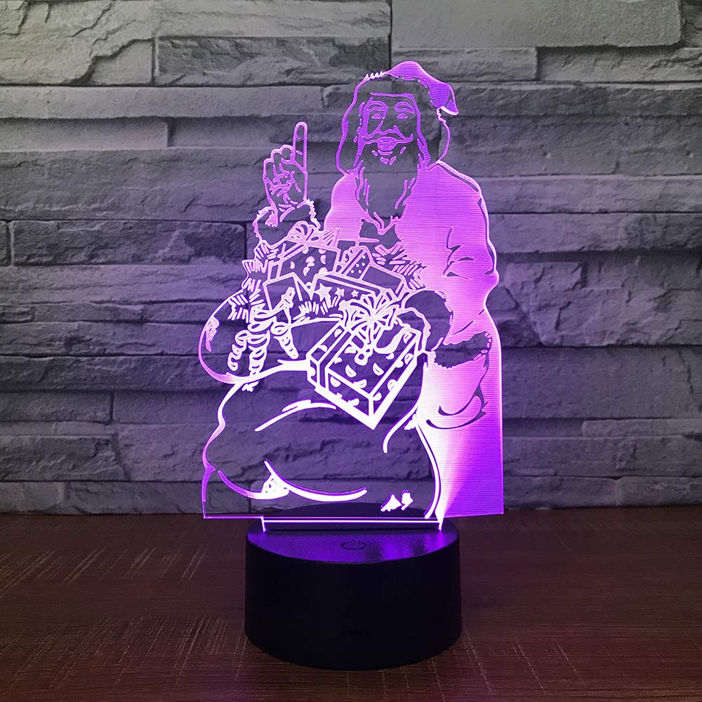 3D Santa Claus Night Light - 16 Color Changing LED Table Lamp with Remote Control, Acrylic Flat ABS Base, USB Powered - Perfect for Kids Room, Christmas Decor, Birthday Gifts & Home Decoration