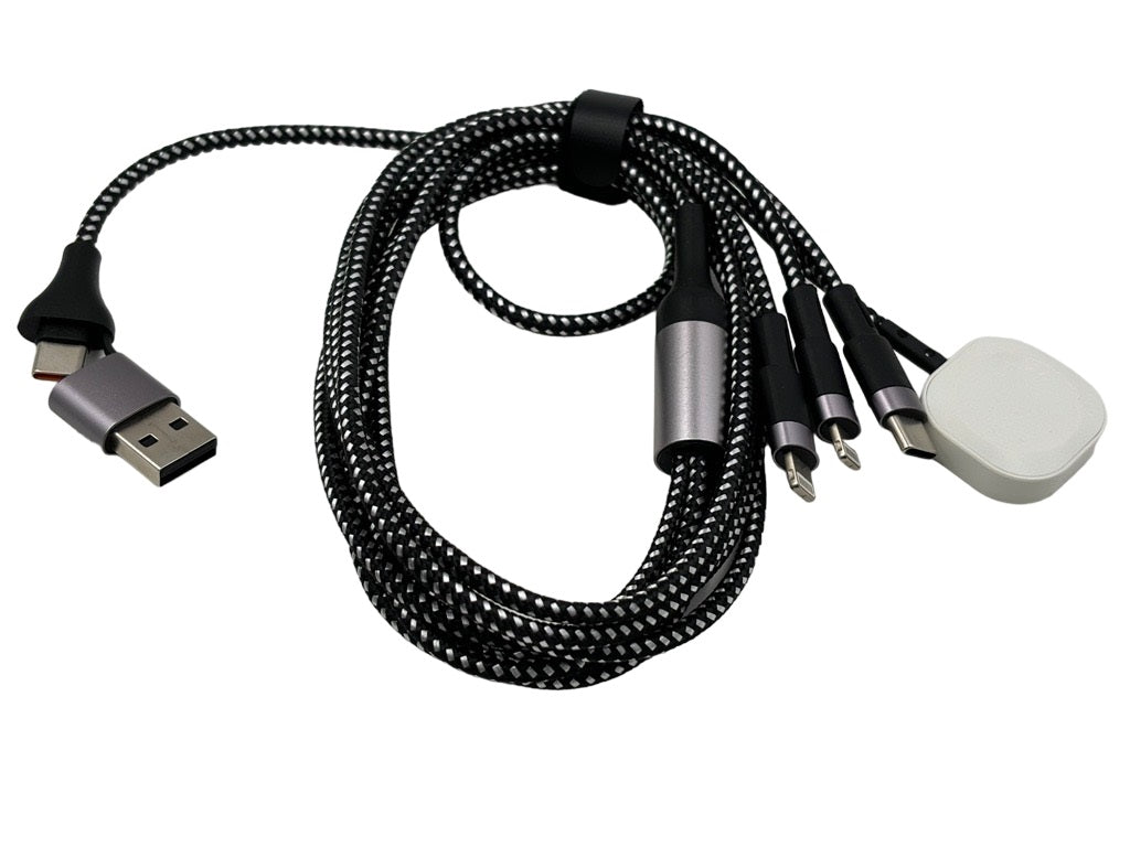 4-in-2 USB C Cable 20W PD Fast Charger with Magnetic Connector - Nylon Braided Durable Multi-Port Charging Cord for iPhone, Android, Tablet - Perfect for Home, Office & Travel