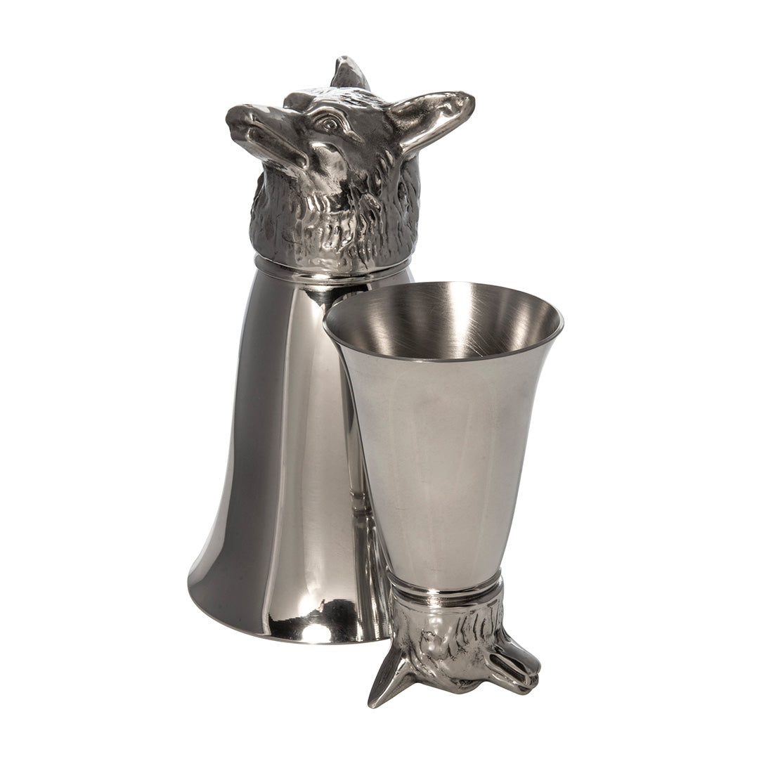 Pewter Fox Stirrup Cup Jigger 2.5oz - Vintage Style Barware for Whiskey, Bourbon & Cocktail Measuring - Perfect for Home Bars, Parties & Gifts