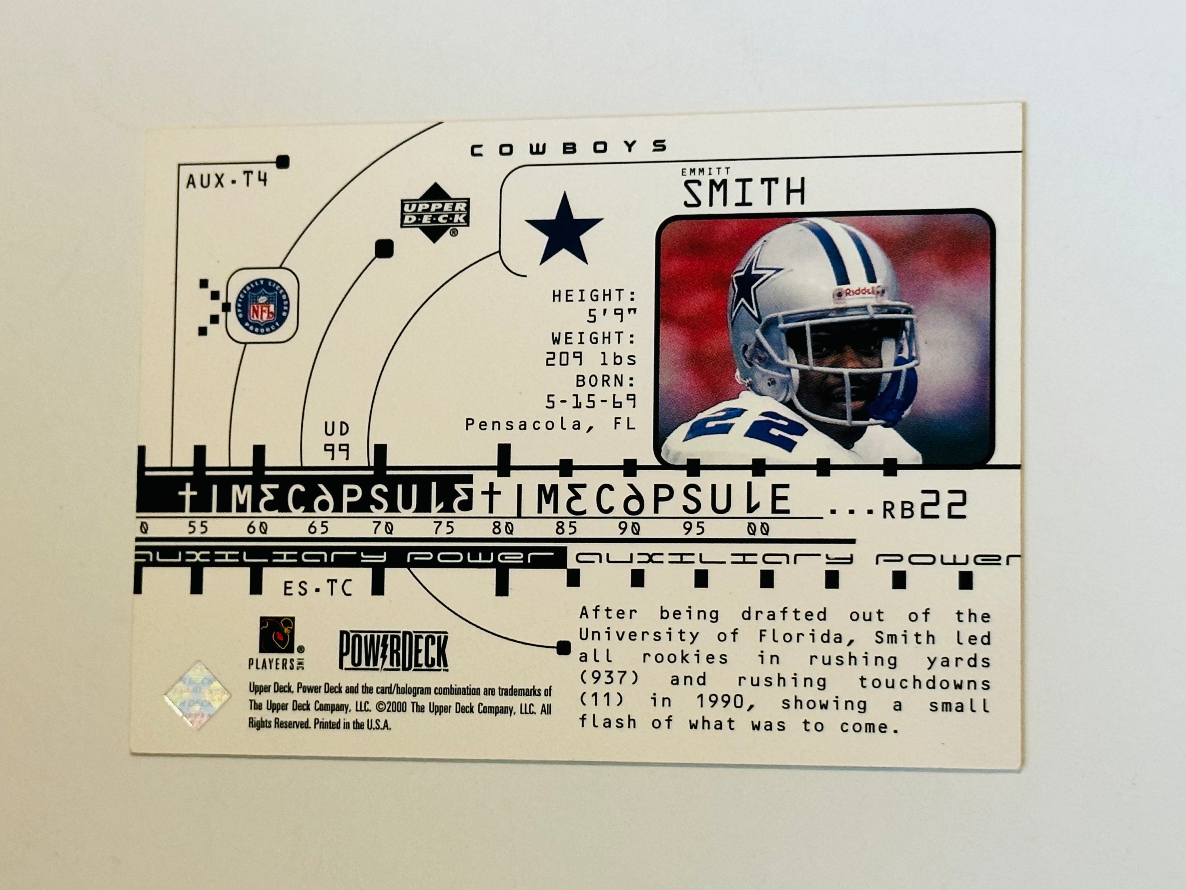 Authentic Dallas Cowboys Emmitt Smith Autographed Football Card with COA - Perfect for NFL Memorabilia Collectors & Cowboys Fans Display