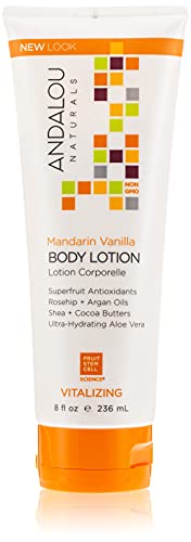 Andalou Naturals Mandarin Vanilla Vitalizing Body Lotion - 8 Fl Oz Hydrating Moisturizer for Dry Skin | Perfect for Daily Use & Spa Days