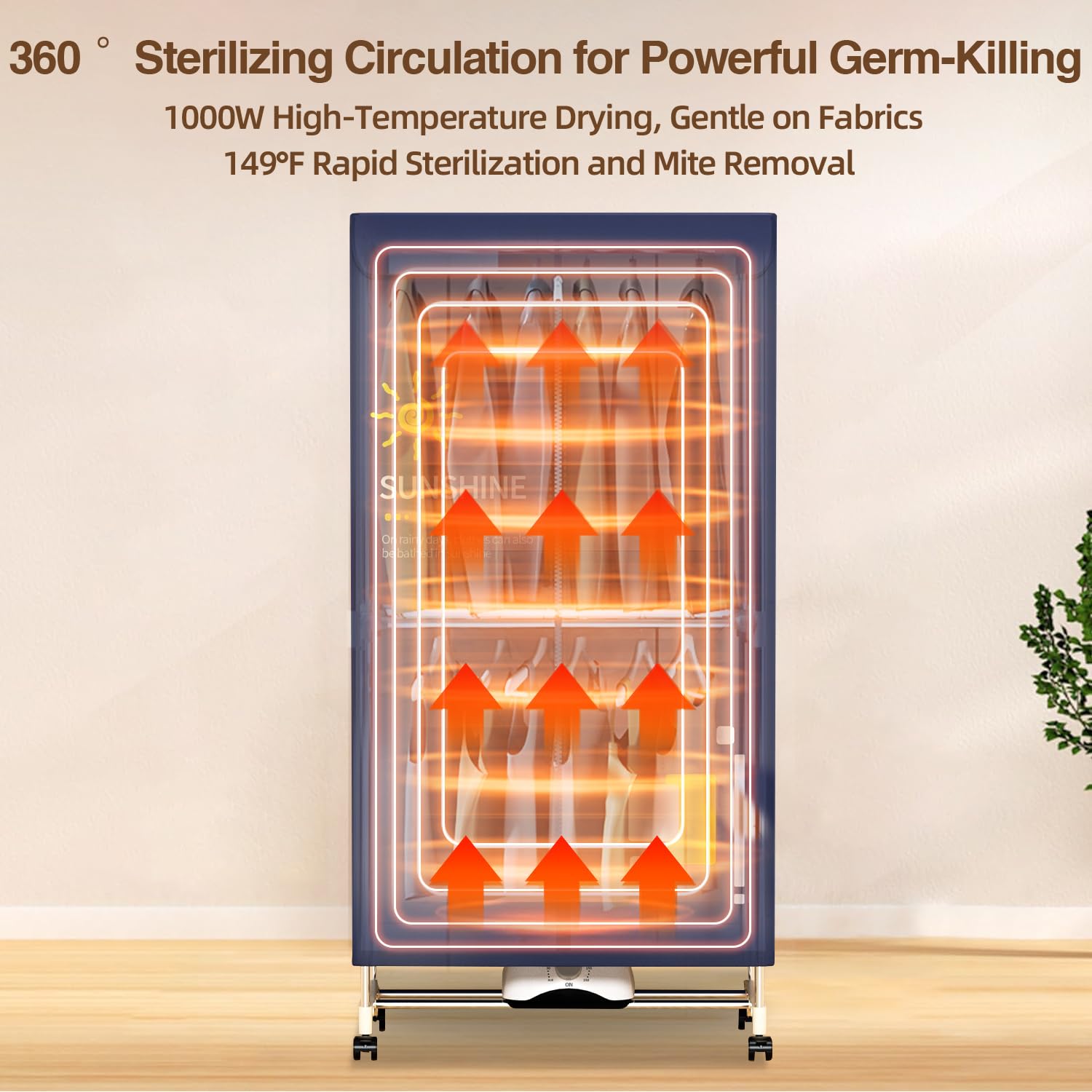 Portable Clothes Dryer 1000W - Stainless Steel Double Layer Laundry Drying Machine for Apartments, Dorms, RVs - Includes Timer & Fabric Cover - Perfect for Small Spaces, Travel & Quick Drying | CHOCHOYAH