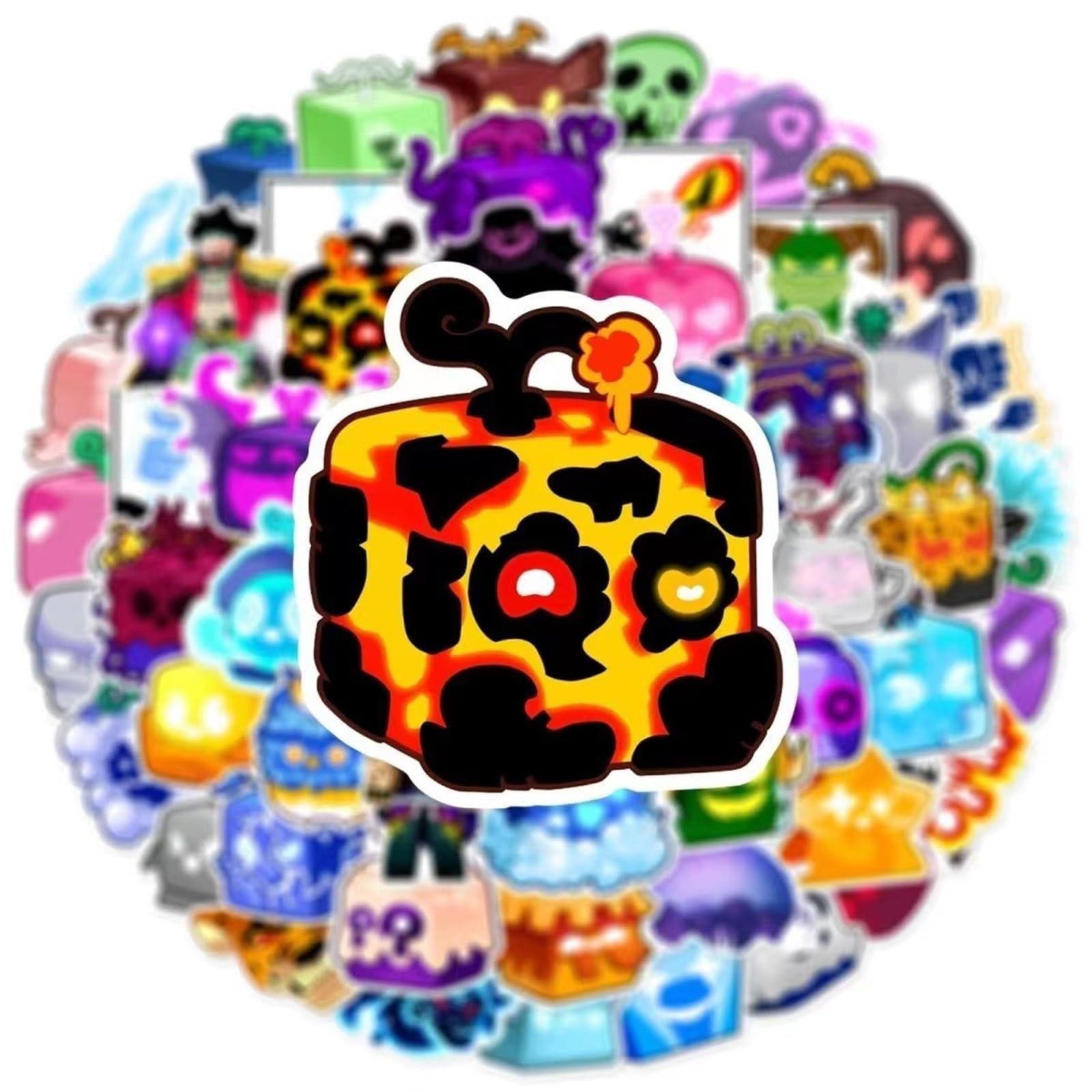Blox Fruits Game 60pcs Vinyl Stickers Set - Waterproof Decals for Cars, Motorcycles, Bikes, Luggage, Phones, Laptops, Skateboards - Fun Graffiti Patches for Kids, Teens & Adults - Perfect for Gaming Fans & Street Style Decor