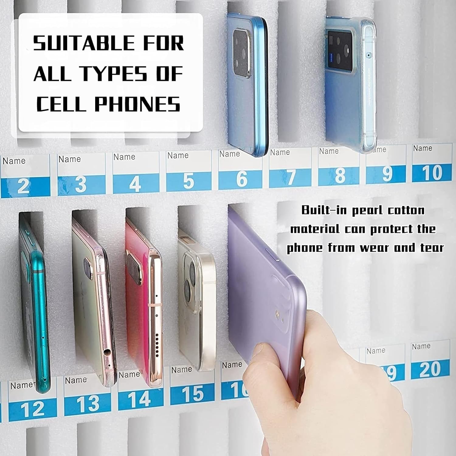 Secure Wall-Mounted Cell Phone Locker with Lock & Handle - 12-Slot Mobile Device Storage Cabinet for Schools & Offices - Perfect for Classrooms, Meetings & Workplaces