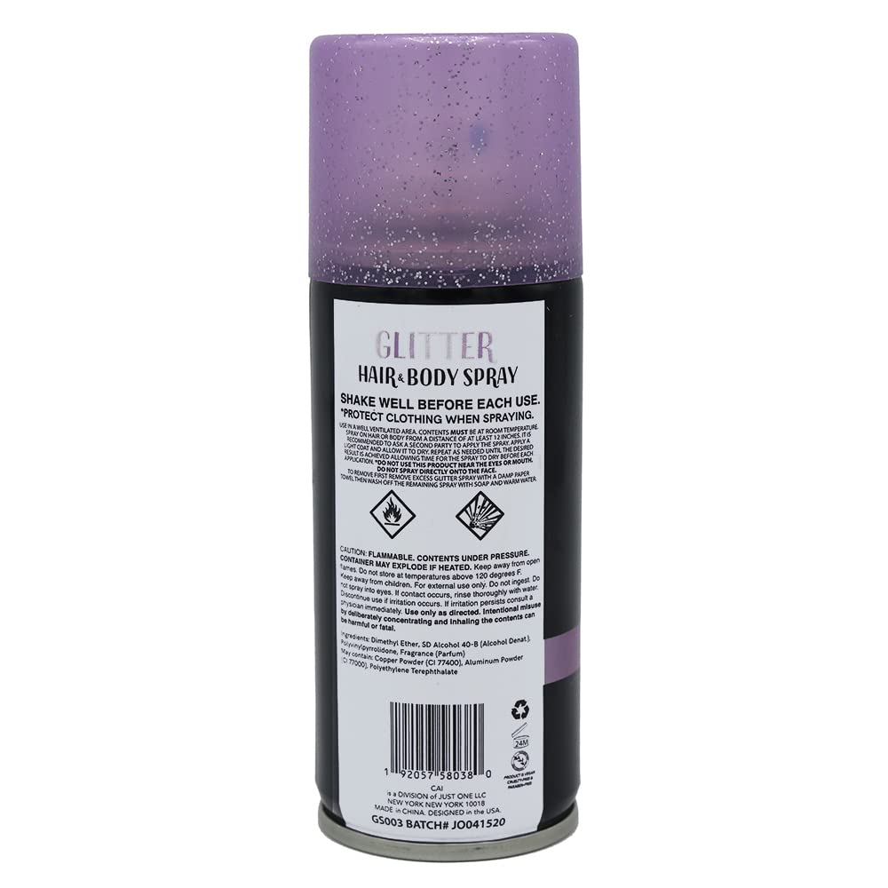 CAI BEAUTY NYC Violet Glitter Spray for Hair & Body - Shimmering Cosmetic Glitter Makeup for Parties, Festivals & Special Occasions