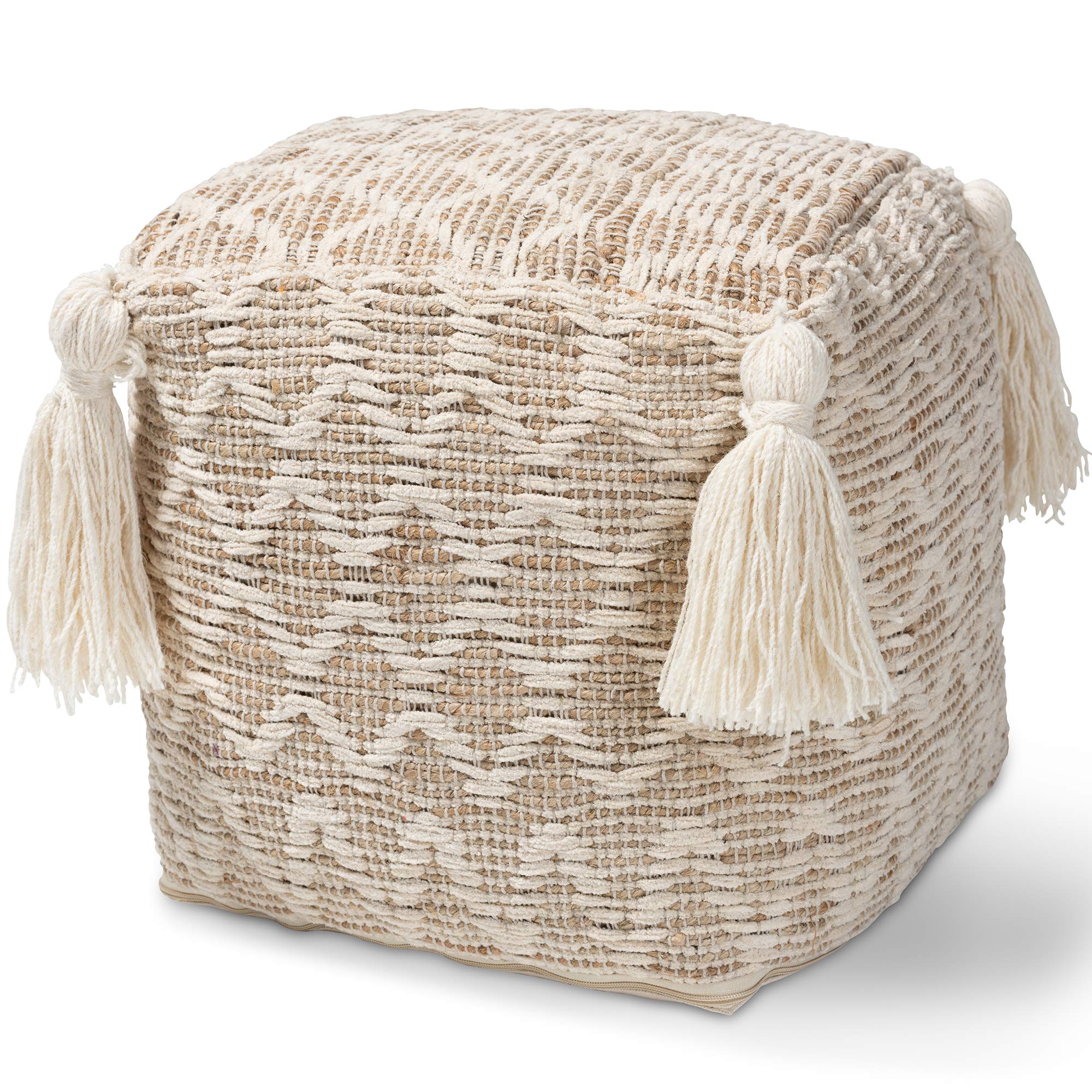 Baxton Studio Ottomans - Natural/Ivory Fabric Storage Ottoman Bench with Lift Top, Perfect for Living Room, Bedroom & Entryway Seating