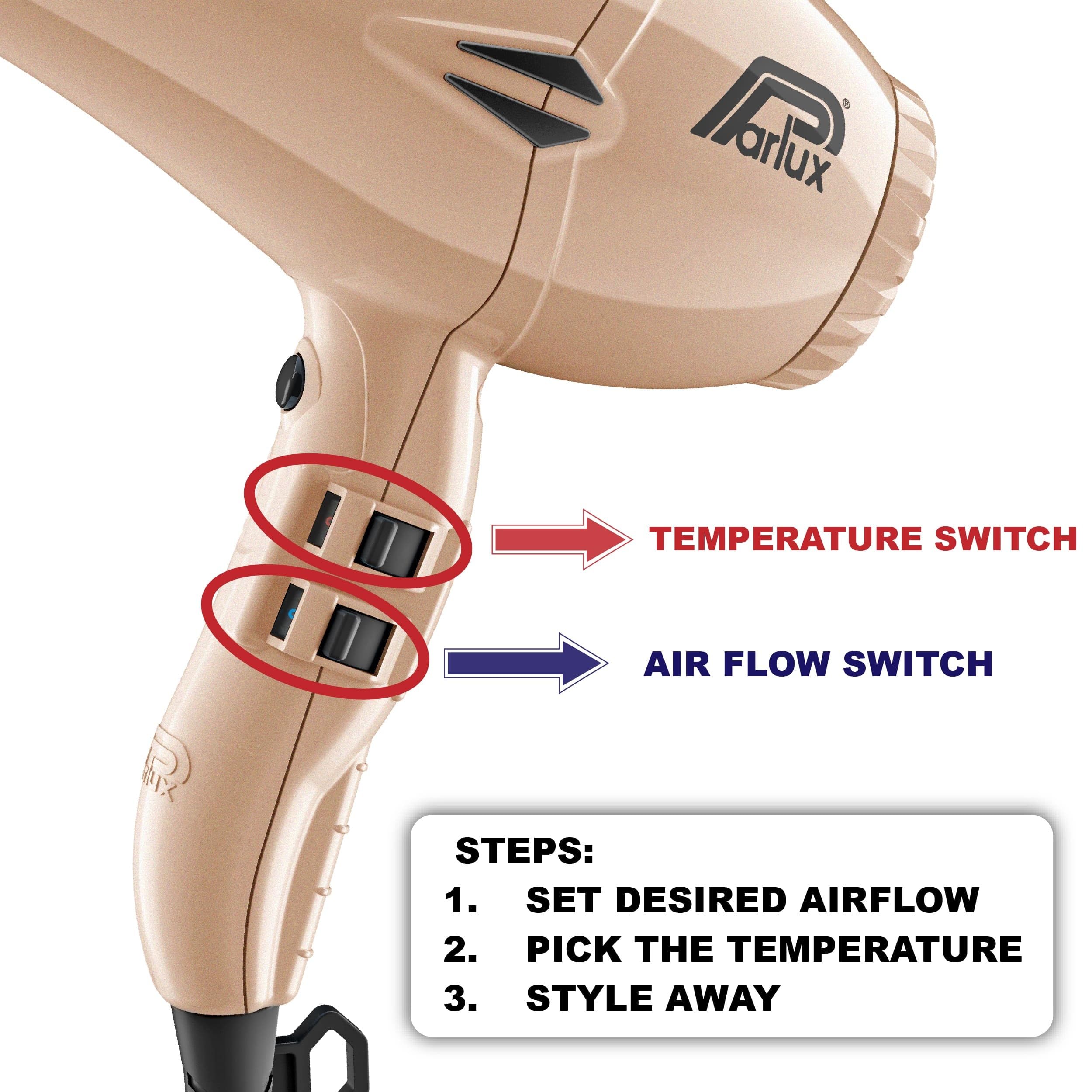 Parlux Advance Light Fuchsia Ionic Ceramic Hair Dryer with Metal Mesh Diffuser - Lightweight Fast Drying Blow Dryer for Frizz Control & Salon Quality Styling - Perfect for Home Use, Travel & Professional Salons