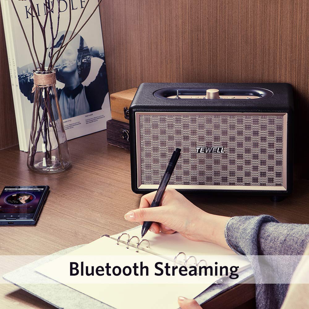 Premium Home Speaker with Rich Bass & Rotary Volume Control | Wireless Bluetooth & 3.5mm Aux Input | Ideal for Turntables, Record Players & Home Audio | AC Powered (Upgraded Version) | Perfect for Living Rooms, Bedrooms & Home Theater Systems