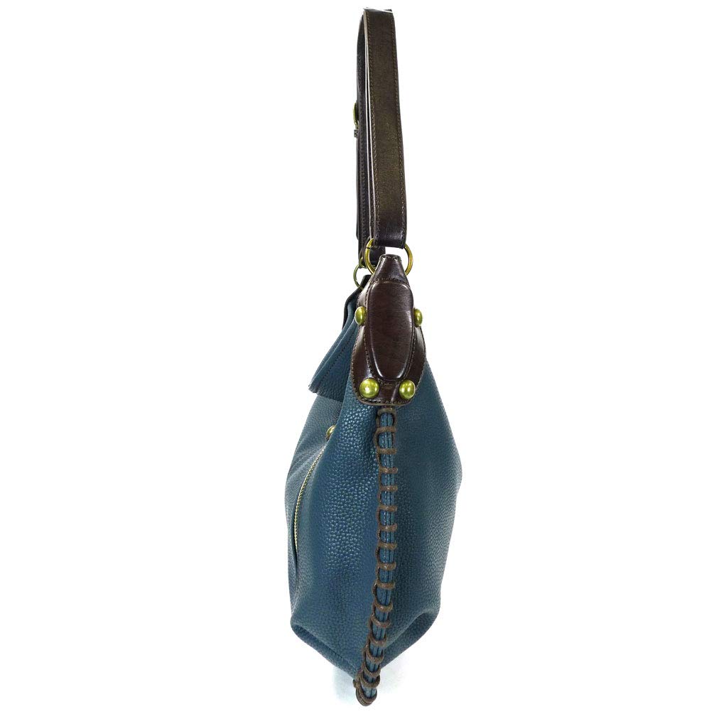 Chala Handbags - Stylish Soft Large Shoulder or Crossbody Purse with Keyfob in Navy Blue (Pelican) | Perfect for Work, Travel & Everyday Use