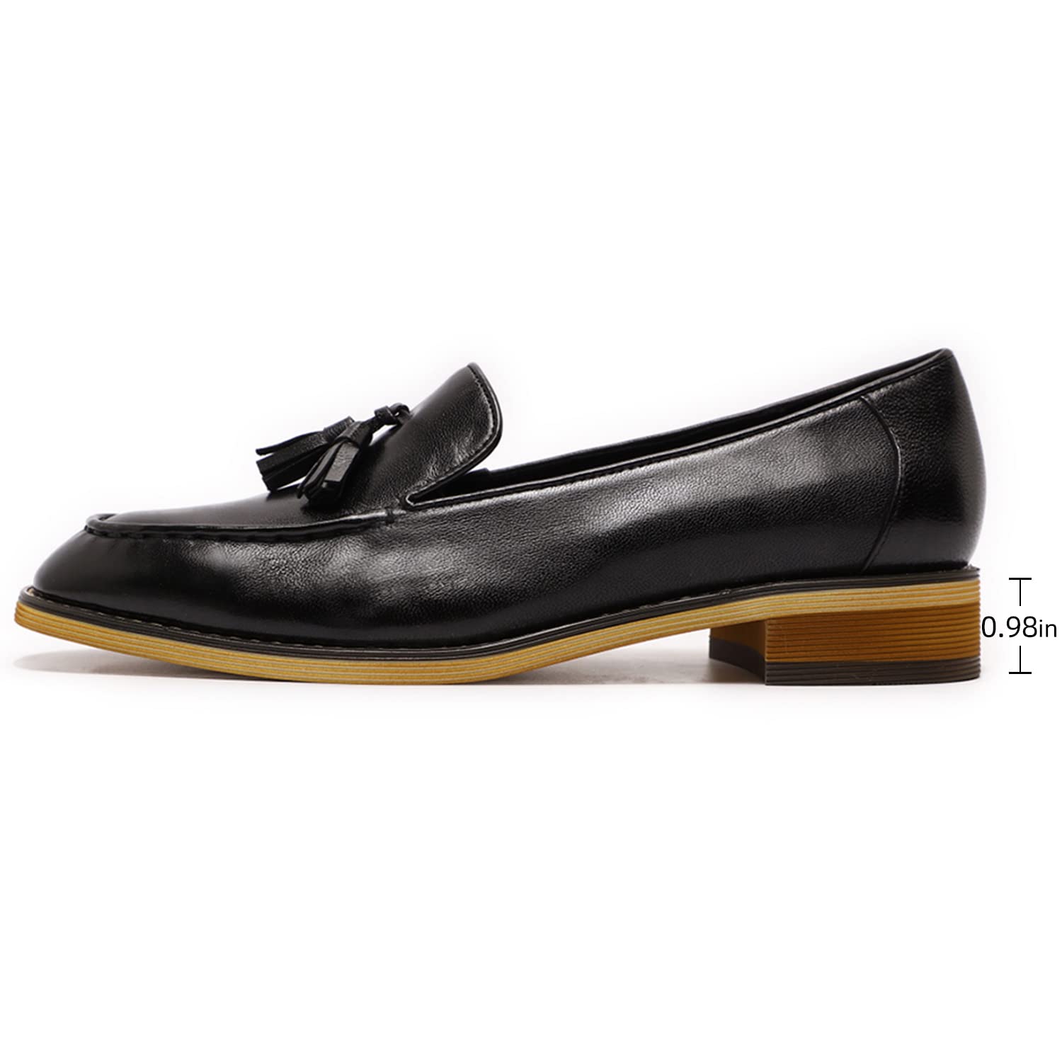 Mona Flying Women's Leather Tassel Loafers - Slip On Casual Flat Shoes for Work & Dress | Comfortable Ladies Loafers for Office, Travel & Everyday Wear