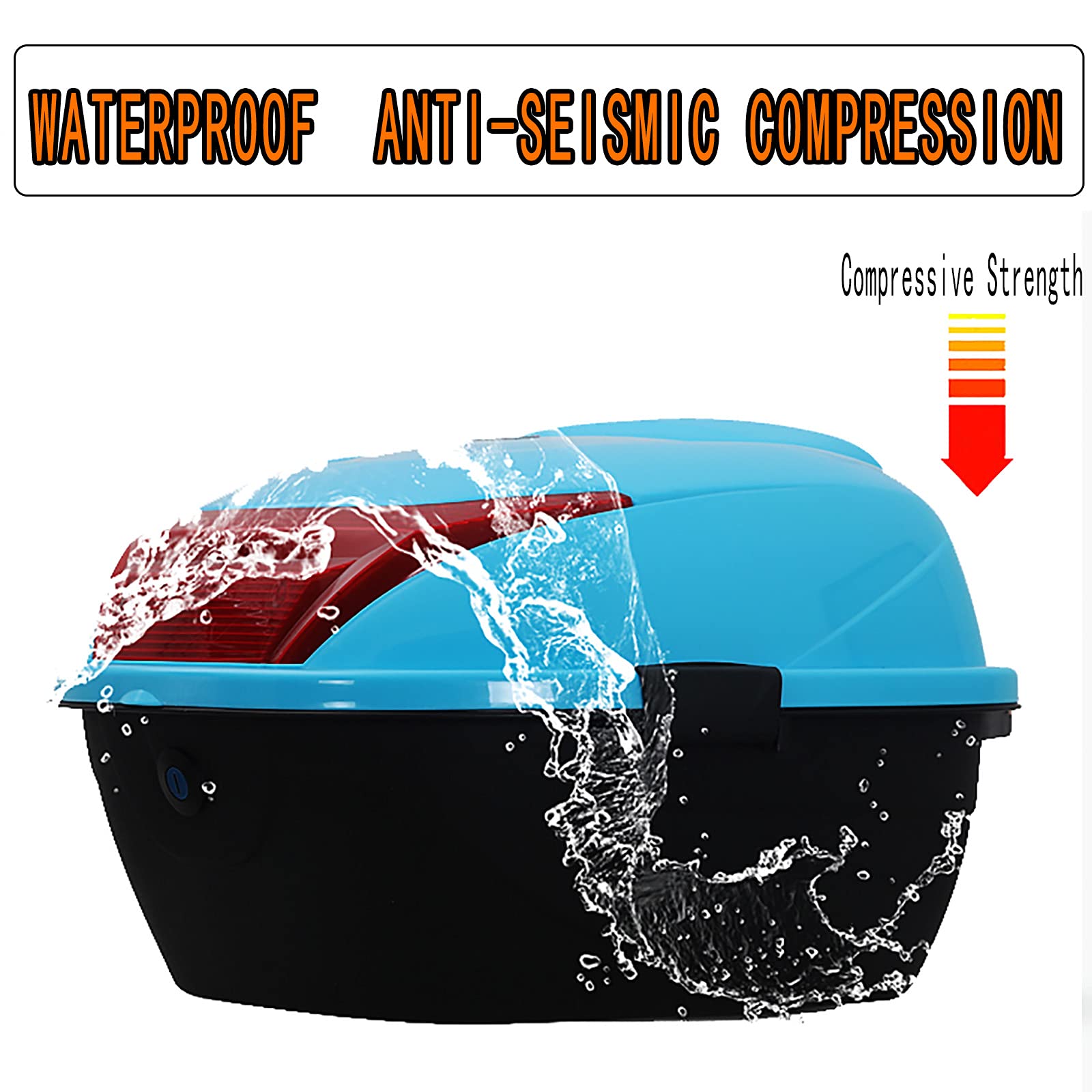 Universal Motorcycle Touring Top Box - Durable Scooter Tail Trunk Luggage Storage Case with Helmet Compartment (Sky Blue) - Perfect for Long Rides, Commuting & Adventure Travel