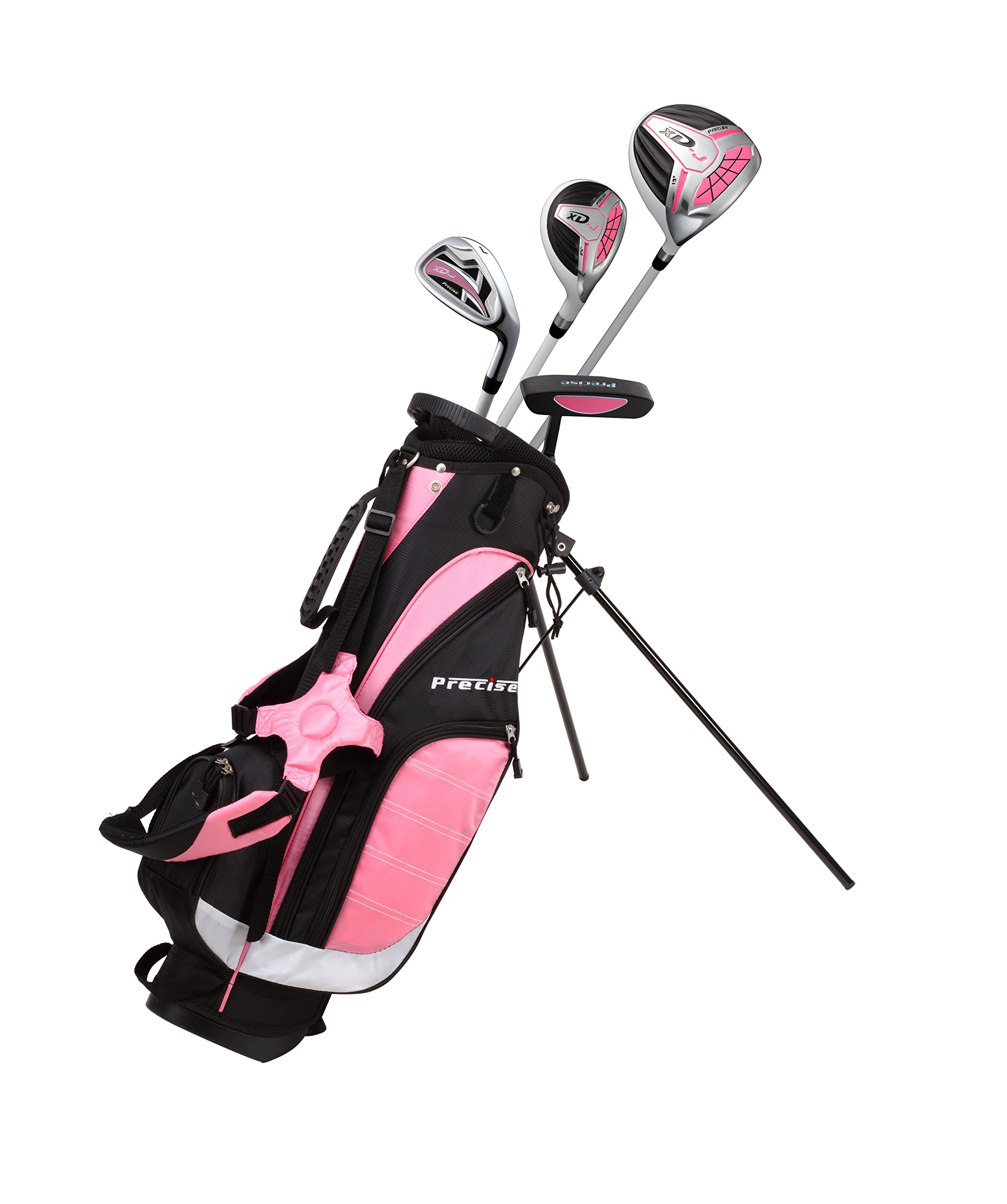 **Precise XD-J Junior Golf Clubs Set for Kids Ages 3-12 | Right & Left Hand Youth Golf Clubs with Ultra-Light Graphite Shafts, Hybrid & Stand Bag - Perfect for Boys & Girls Learning Golf at Home or on the Course**