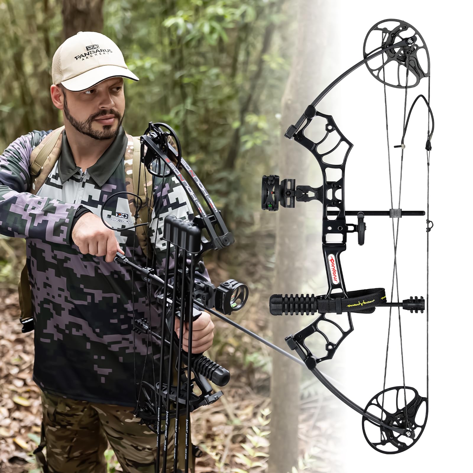 Lightweight Compound Bow Kit for Hunting & Target Practice | Adjustable 0-50 Lbs Draw Weight, 290 FPS Speed | USA-Made Limbs | Complete Archery Set for Adults & Youth | Perfect for Backyard Training, Hunting Trips & Outdoor Adventures (2025 Model)