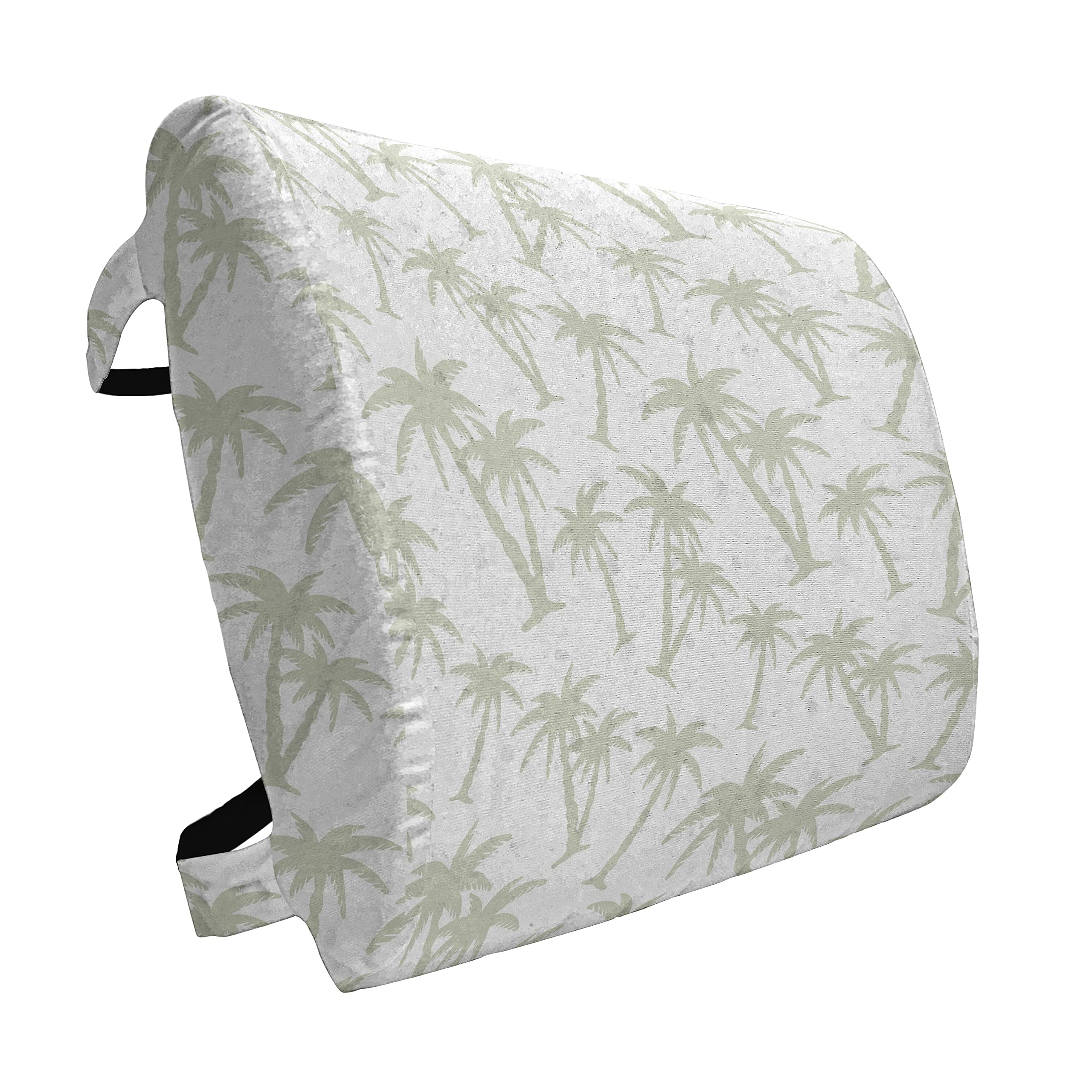 Ambesonne Tropical Lumbar Support Pillow - Coconut Palm Tree Print, High Density Foam for Office Chair & Car Seat, 14x13 Inches, Grey White - Perfect for Home Office, Travel & Back Pain Relief