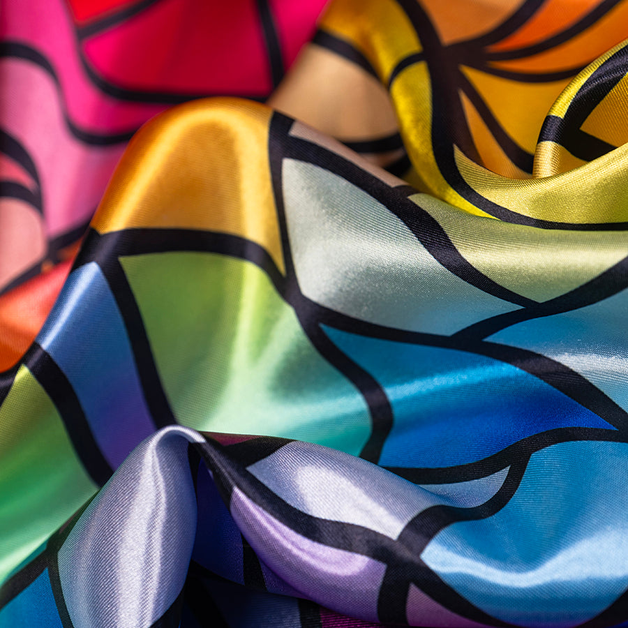 Elegant Stained Glass Collection Scarf - Handmade Silk Scarf for Women - Perfect for Church, Weddings & Special Occasions