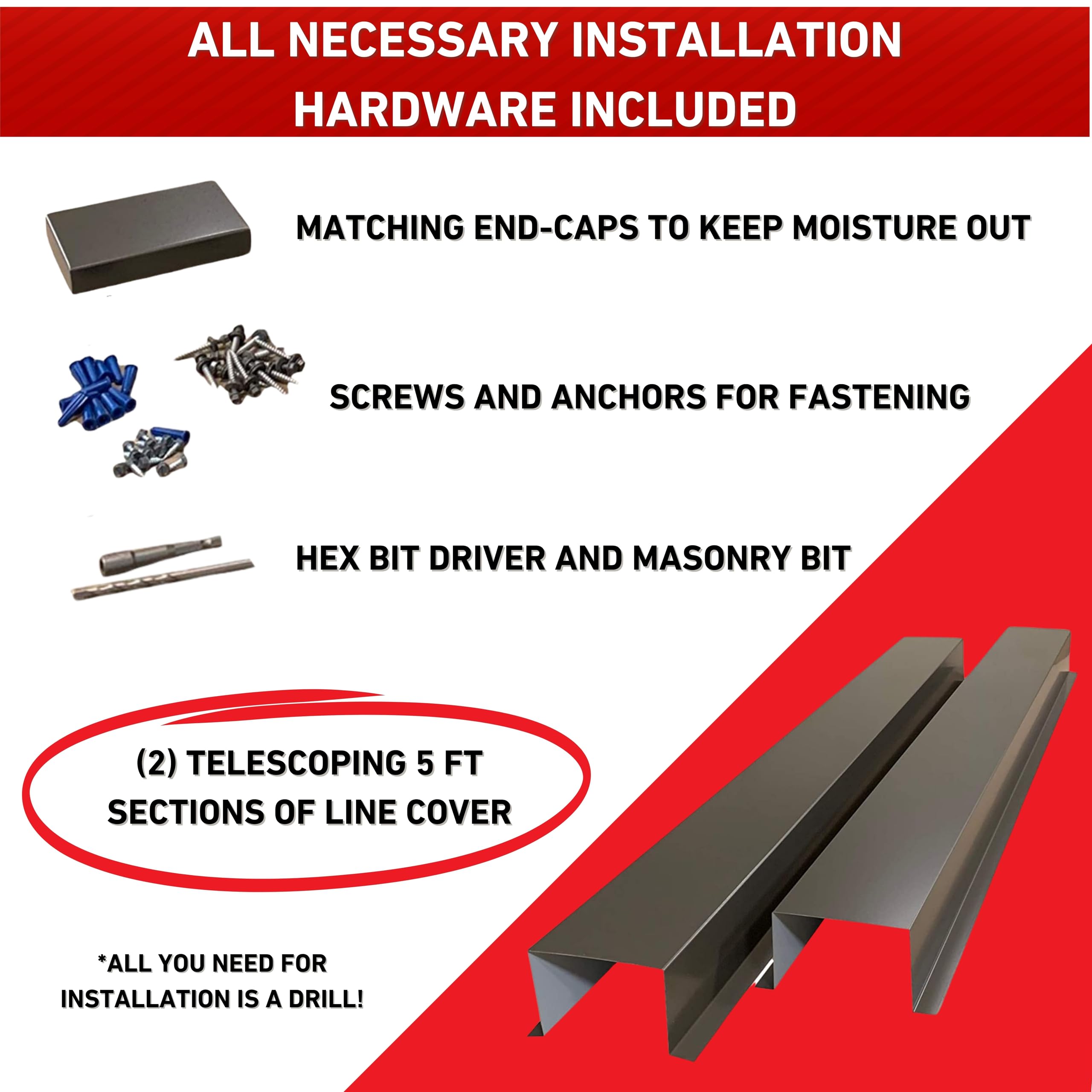 EAGLE 1 Metal Line Set Cover Kit for Mini Split & Central AC Heat Pump - 4x4 Light Stone - Durable HVAC Protection for Indoor/Outdoor Use - Home & Commercial Installation