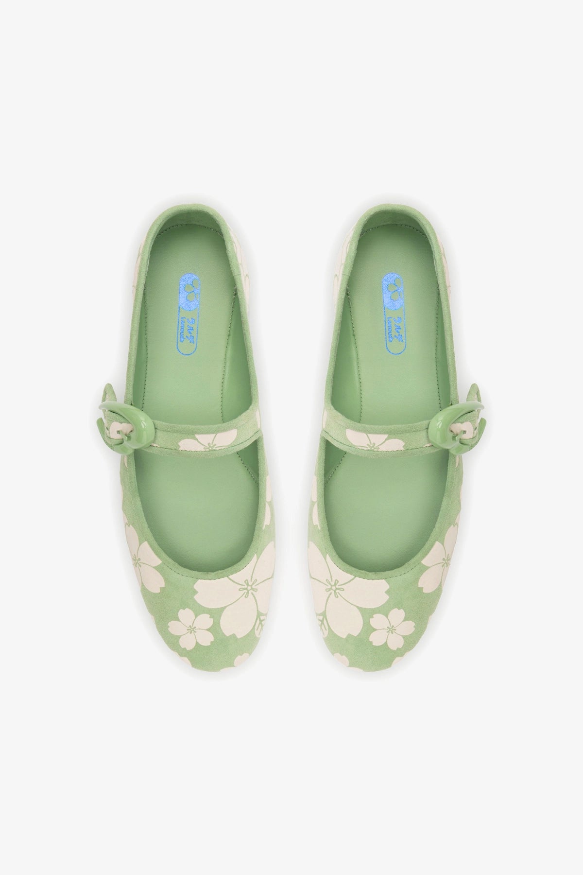 Verona Ballet Flats for Women - Pistachio Sakura Printed Suede Shoes | Comfortable & Stylish | Perfect for Work, Date Night & Casual Outings