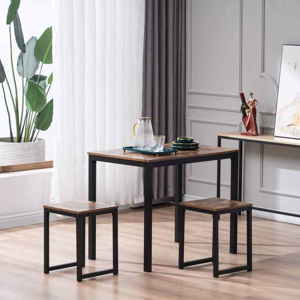 3-Piece Modern Wood Dining Table Set with 2 Chairs - Contemporary Kitchen & Breakfast Table for Small Spaces - Perfect for Apartments, Condos, and Cozy Homes