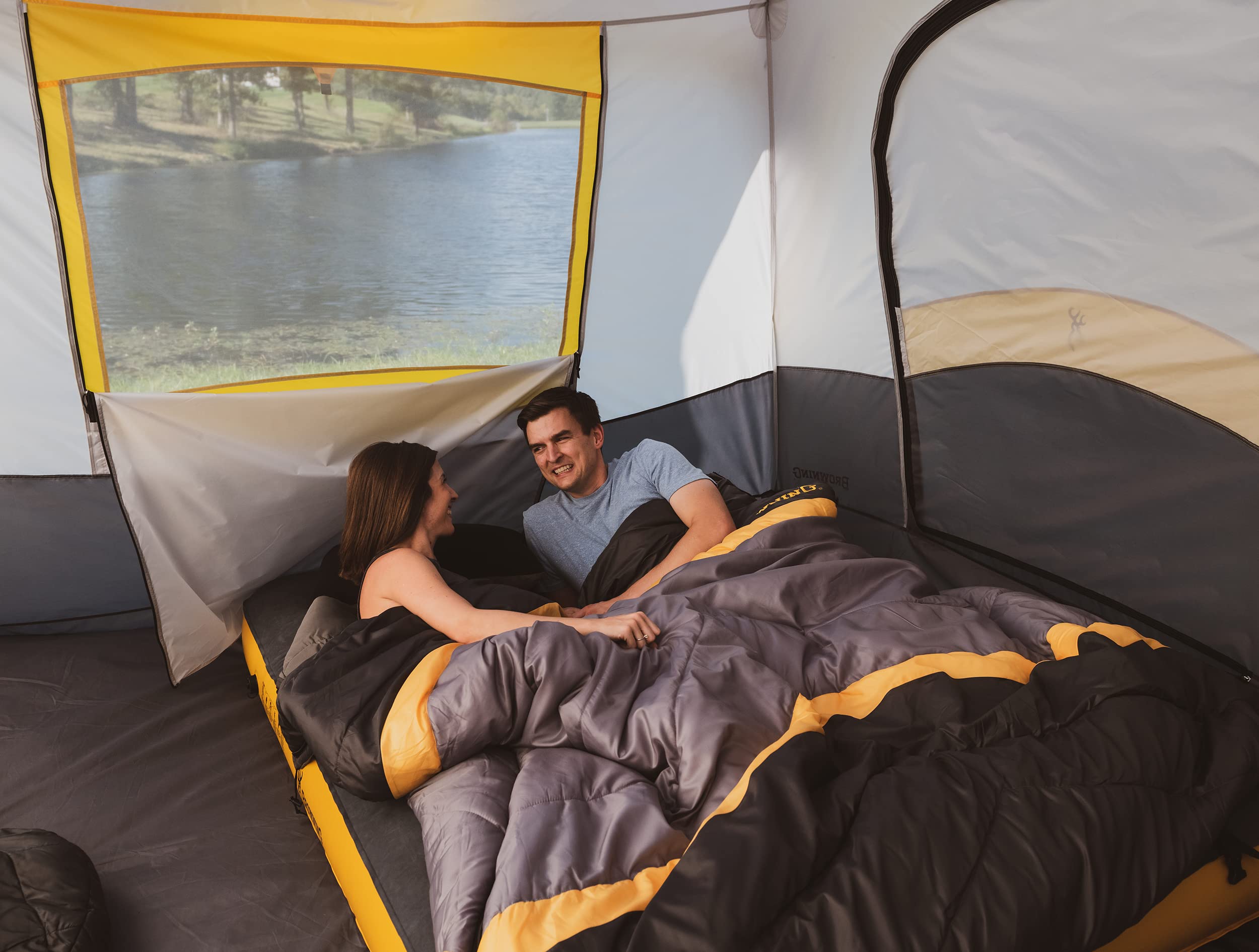 Browning 0°F Double Sleeping Bag for Camping - Warm & Spacious Two-Person Sleeping Bag for Couples, Backpacking, Hiking, and Outdoor Adventures