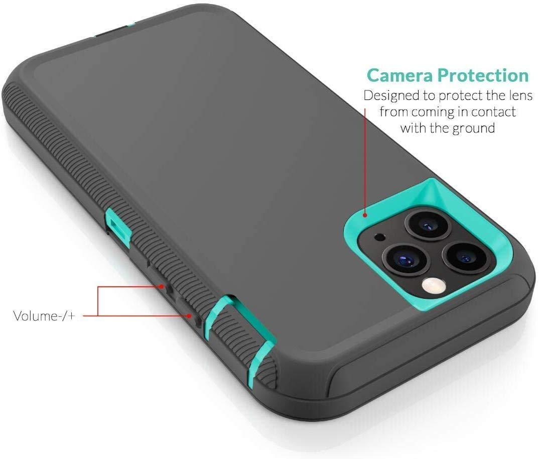 Defender Shockproof Hybrid Case for iPhone 12 Pro Max (6.7 Inch) - Dual Layer Protective Hard Cover - Black - Perfect for Outdoor Activities & Extreme Sports Protection