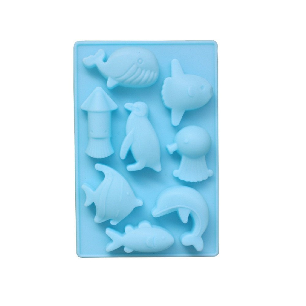 Premium Silicone Cake Molds - 8 Dolphin & Sea Shapes (Blue) for Funnel Cakes, Jelly Soap, Chocolate & Baking | Non-Stick, Reusable & BPA-Free | Perfect for Birthday Parties, Beach Themed Desserts & DIY Candy Making