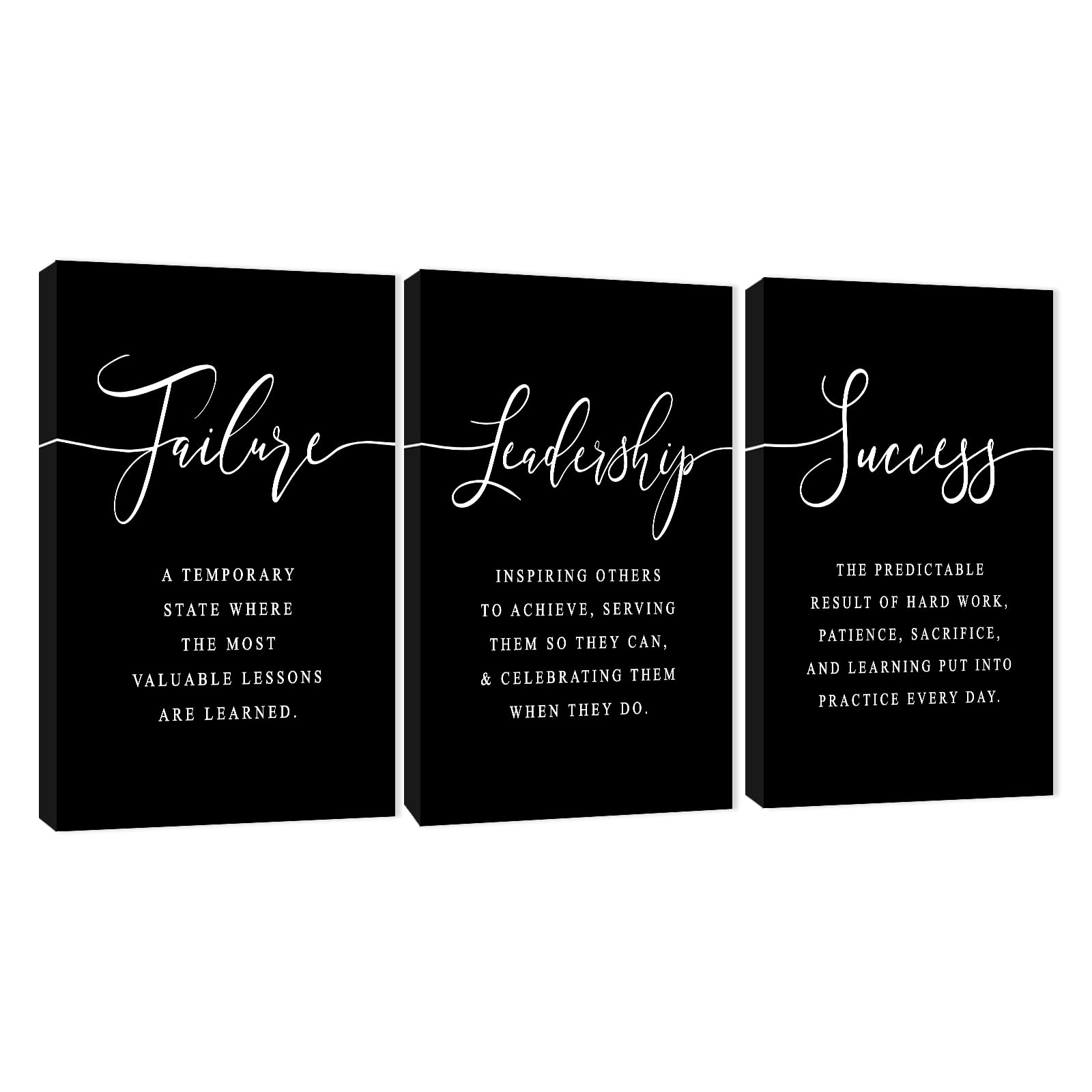 3-Panel Motivational Wall Art for Office & Home Decor - Inspirational Quotes Canvas Prints (24”x36”x3Pcs) - Failure to Success Leadership Affirmations - Perfect for Office, Living Room & Workspace Motivation