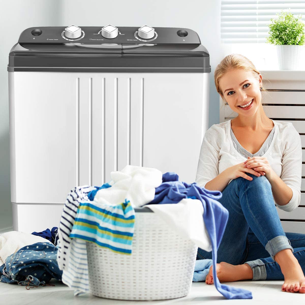GO-12690OD High-Efficiency Front Load Washing Machine in Gray - Perfect for Apartments, Laundry Rooms & Small Spaces