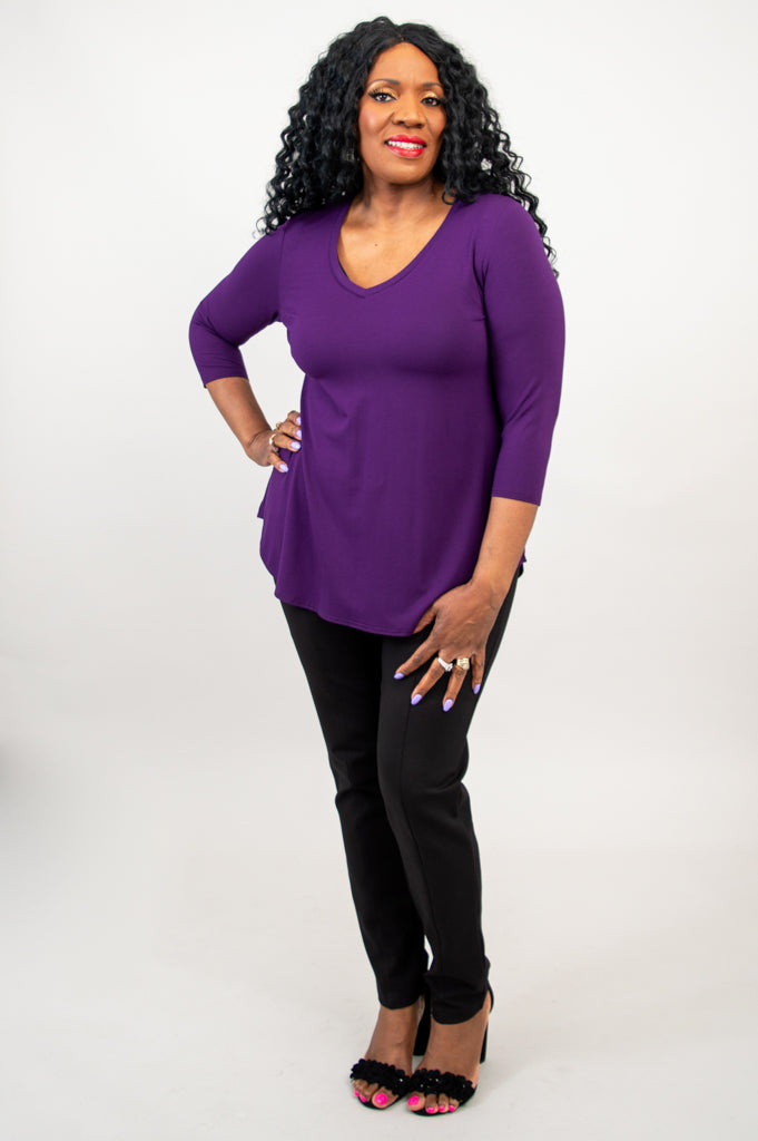 Jackie 3/4 Sleeve Bamboo Top - Royale Collection | Soft & Breathable Women's Shirt for Yoga, Workout & Casual Wear