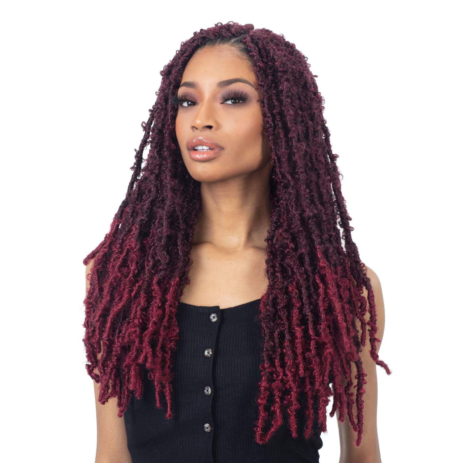 FreeTress Crochet Braids Butterfly Locs 18 Inch Synthetic Hair Extensions - 5 Pack (4 Bundles) for Natural Hairstyles & Protective Styling