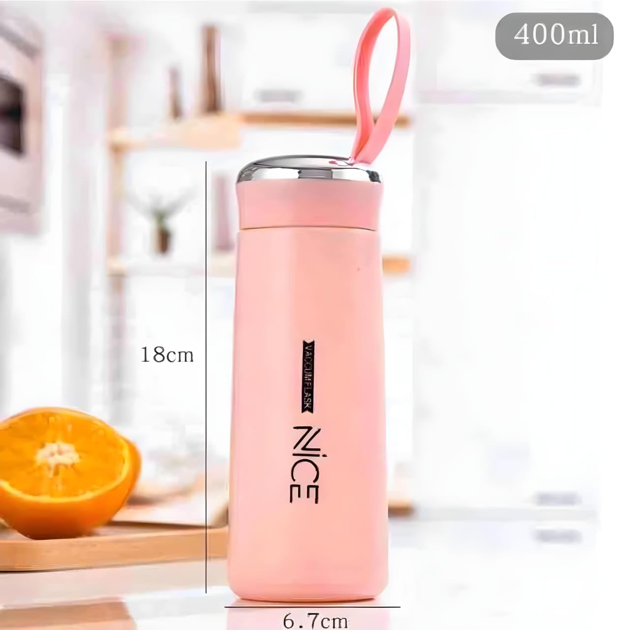 Futurers Kaart 400ml BPA Free Water Bottle with Glass Inner Liner & Plastic Shell - Perfect for Gym, Hiking, Office & Travel Hydration