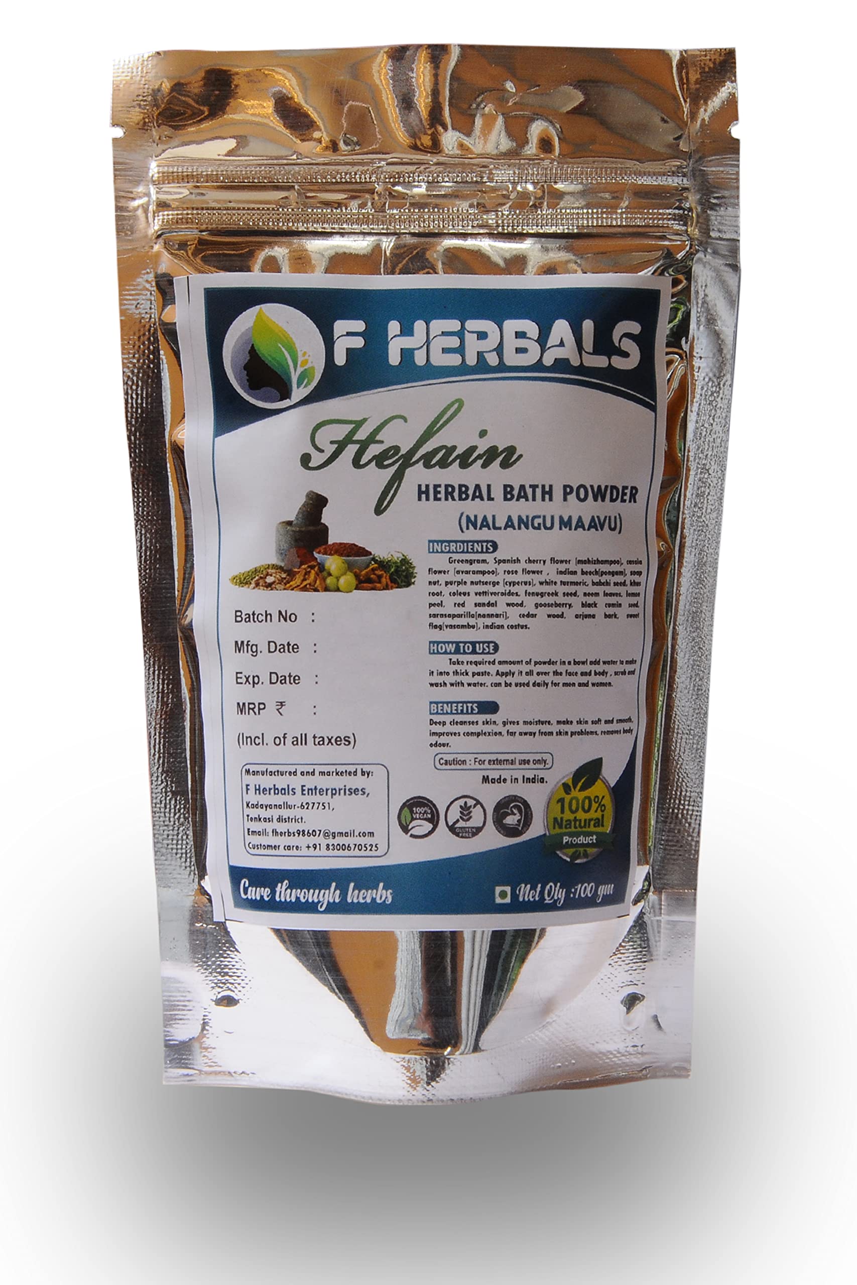 Hefain Bath Powder - Nalangu Maavu & Sunni Pindi | Herbal Face Pack & Kuliyal Powder | Ayurvedic Homemade Bath Powder for Skin Care & Relaxation | Pack of 1 | Perfect for Spa Day, Post-Workout Refresh & Traditional Ayurvedic Rituals