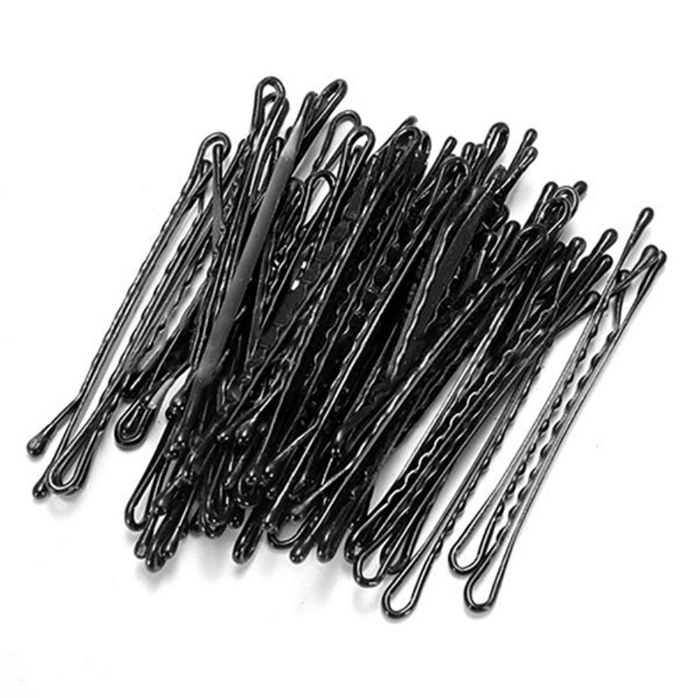 50-Piece Black Hair Clips Set - Bobby Pins, Kirby Grips, Waved Slides & Salon Clamps for Women & Girls - Perfect for Updos, Braids, Ponytails & Styling