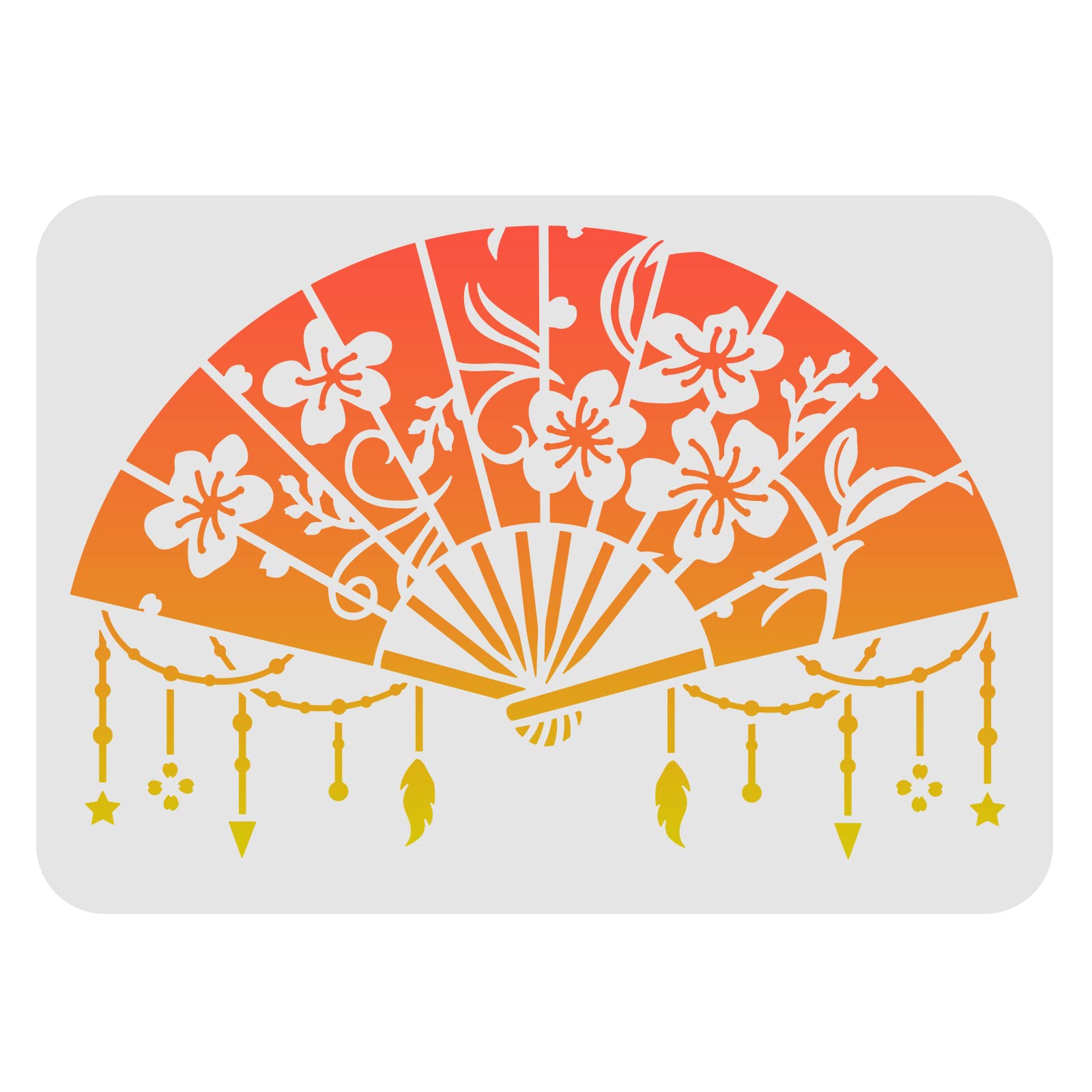FINGERINSPIRE Cherry Blossom Fan Stencil 11.7x8.3 Inch - Reusable Chinese Classical Painting Template for Wood, Tile, Paper, Fabric & Floor - Perfect for DIY Home Decor, Wall Art, and Craft Projects