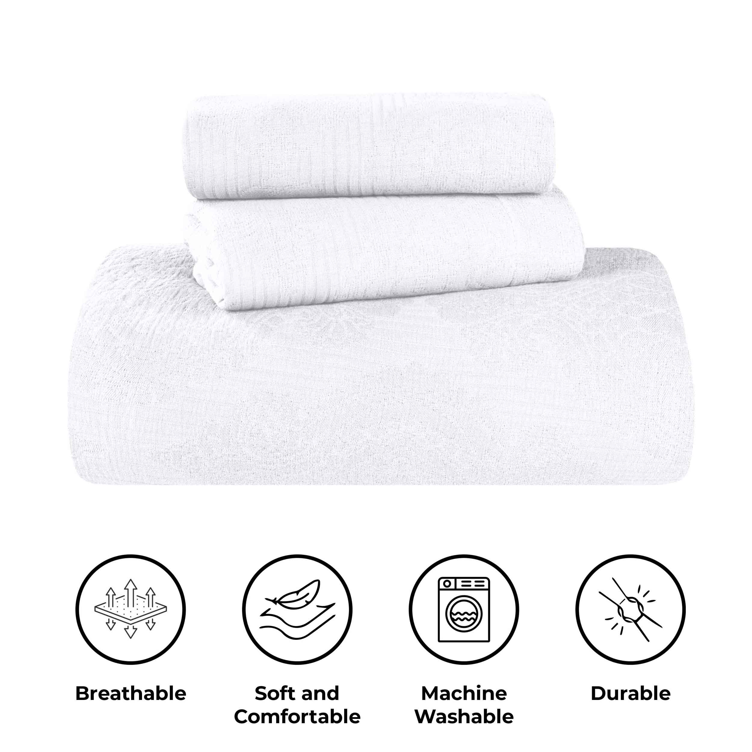 Victory Cotton Matelasse Scrolling Medallion Airy Bedspread Set - Queen Size Lightweight Quilted Coverlet for Bedroom Decor, Guest Room & Cozy Home Styling
