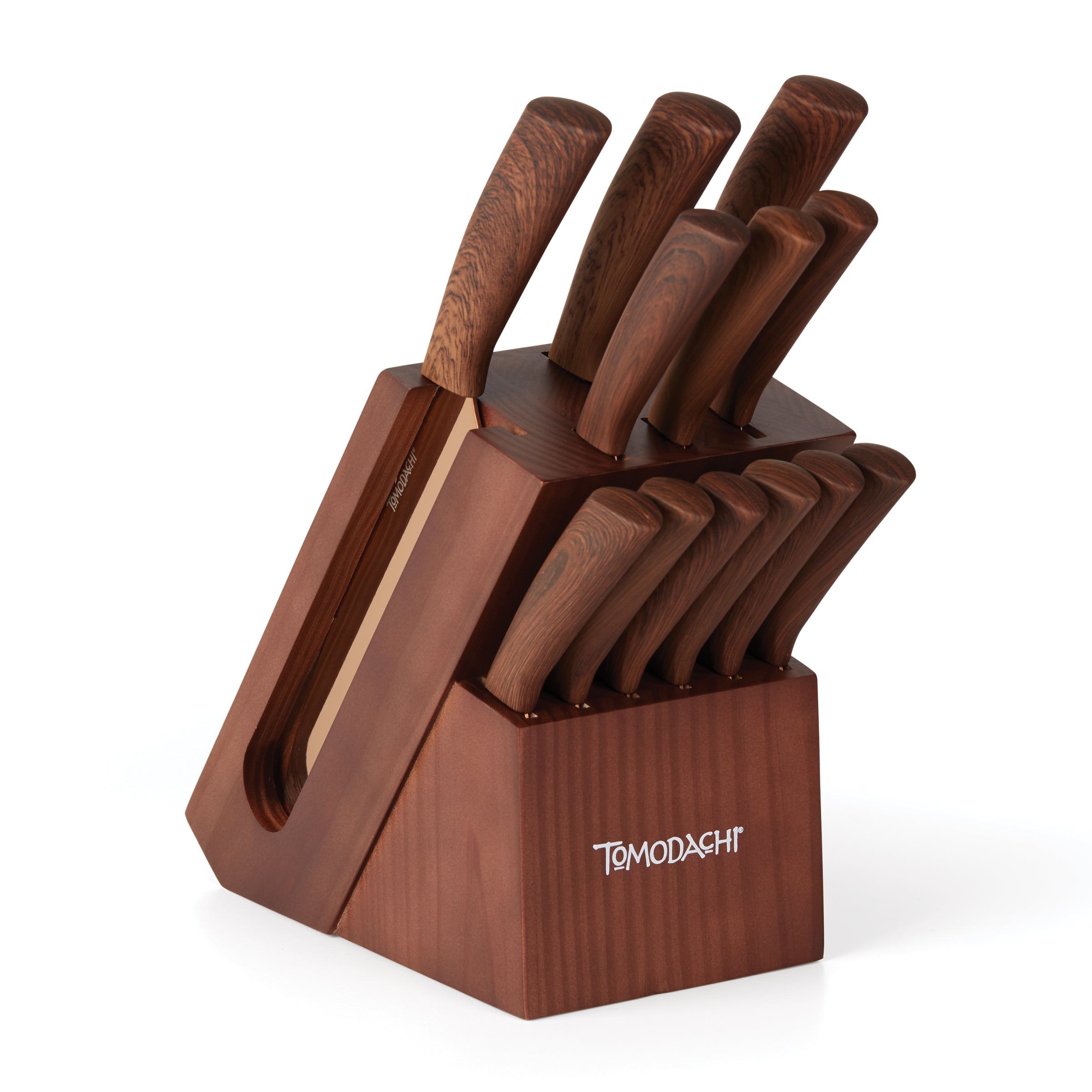 Premium Raintree Copper 13-Piece Cutlery Block Set with Knife Holder - Complete Kitchen Knife Set for Cooking, Slicing & Food Prep - Perfect for Home Chefs & Gourmet Cooking