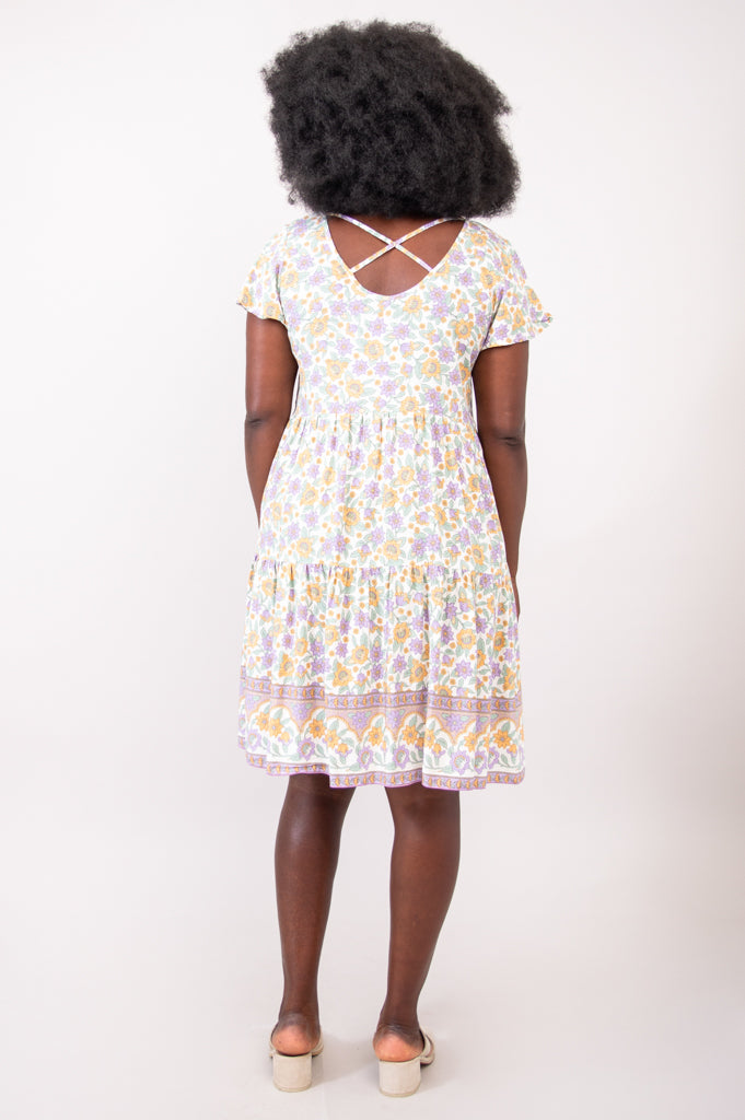 Kaya Short Sleeve Summer Dress in Cream - Perfect for Beach Vacations, Casual Outings, and Summer Parties
