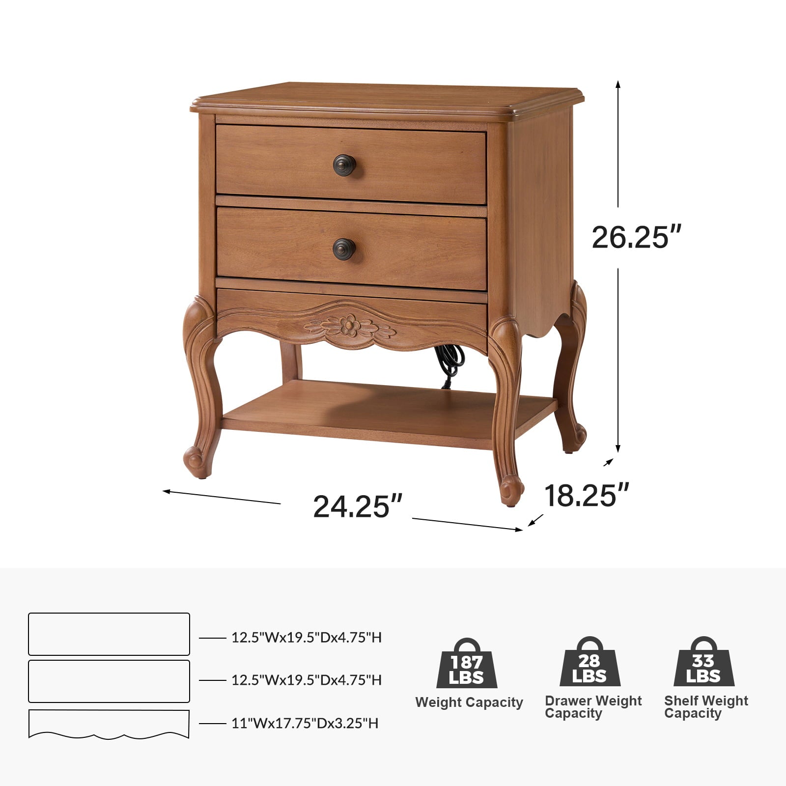Nina Modern Nightstand with Hidden Drawer - Fully Assembled Bedside Table for Bedroom, Living Room & Office - Traditional Exquisite Design (Optional Types Available)