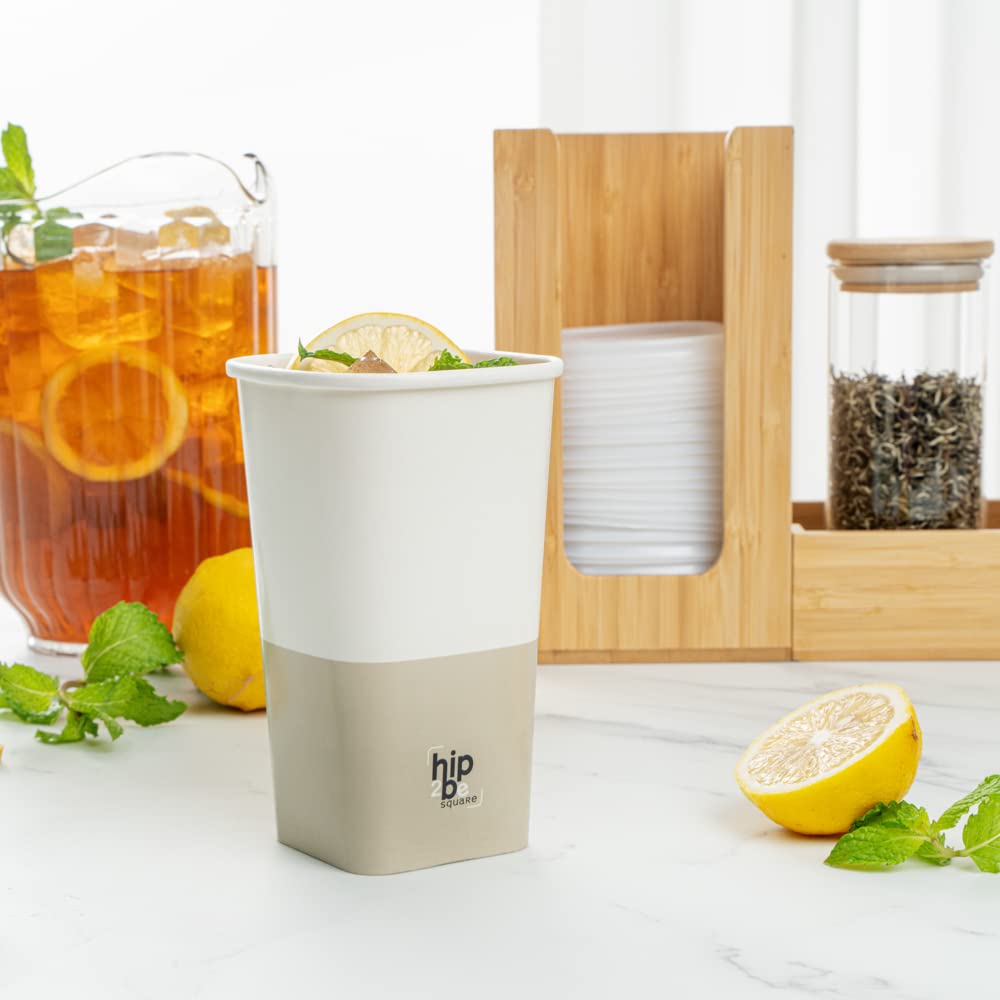 Restaurantware Hip 2 Be Square 16oz Paper Coffee Cups - Leakproof, Reusable, Double PE Lined for Hot & Cold Drinks (Lids Sold Separately) - Perfect for Coffee Shops, Offices, and Catering Events