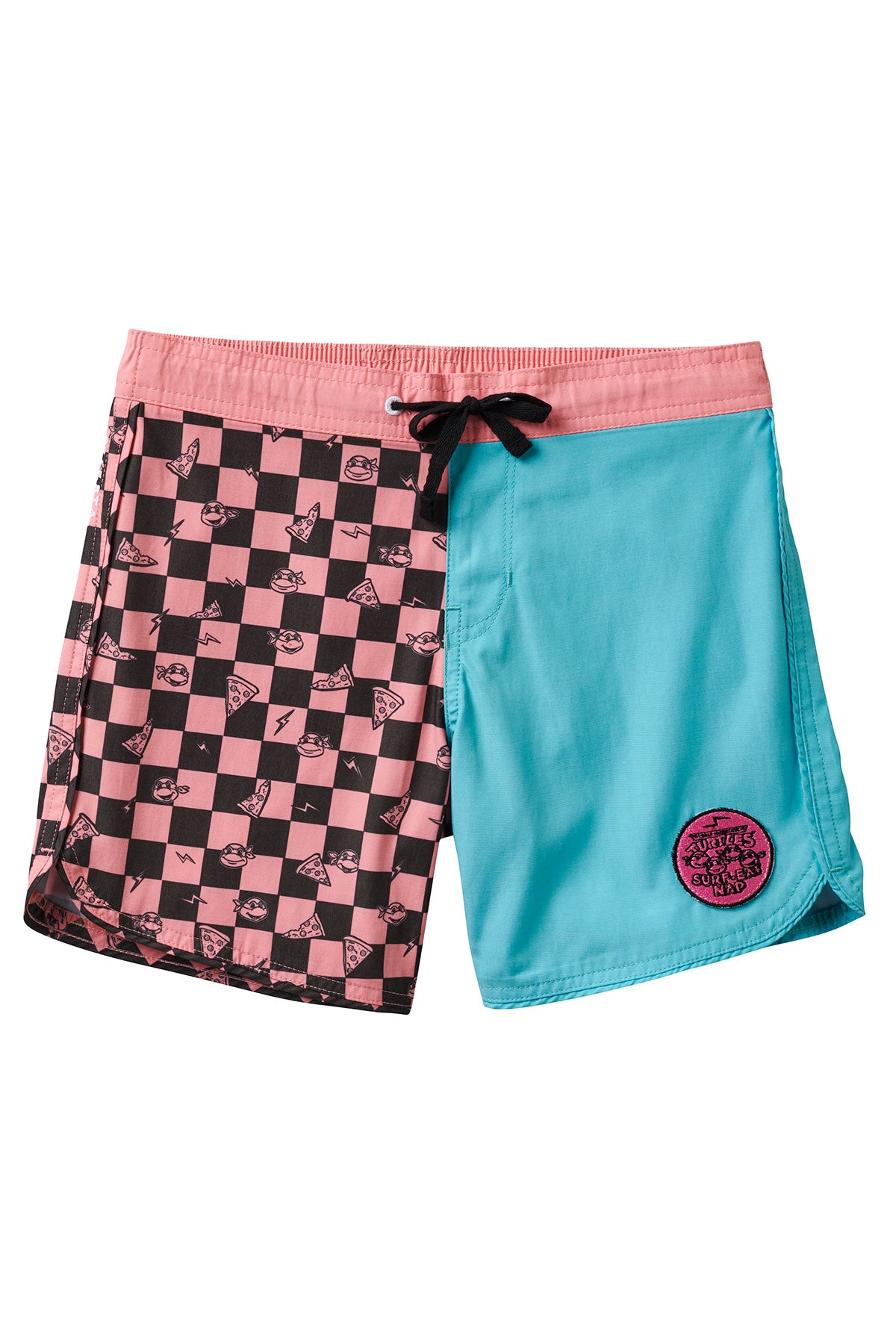 Seaesta Surf x Teenage Mutant Ninja Turtles® Mutant Checker Boardshorts for Boys - Cowabunga Break Up Swim Trunks - Youth Beachwear for Surfing, Swimming & Summer Vacations